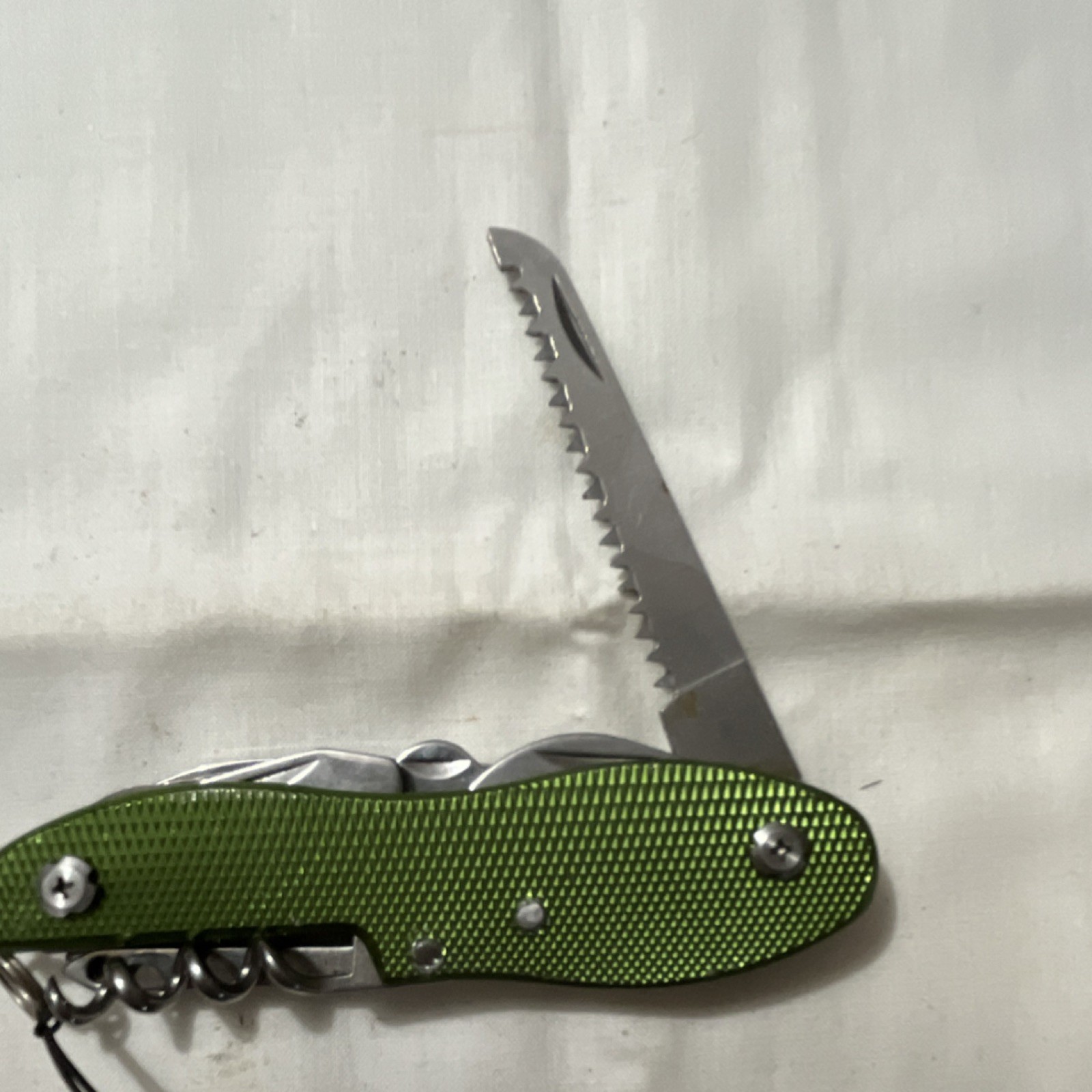 Columbia Multi-Tool Knife Stainless Steel Green Silver Scissors Corkscrew