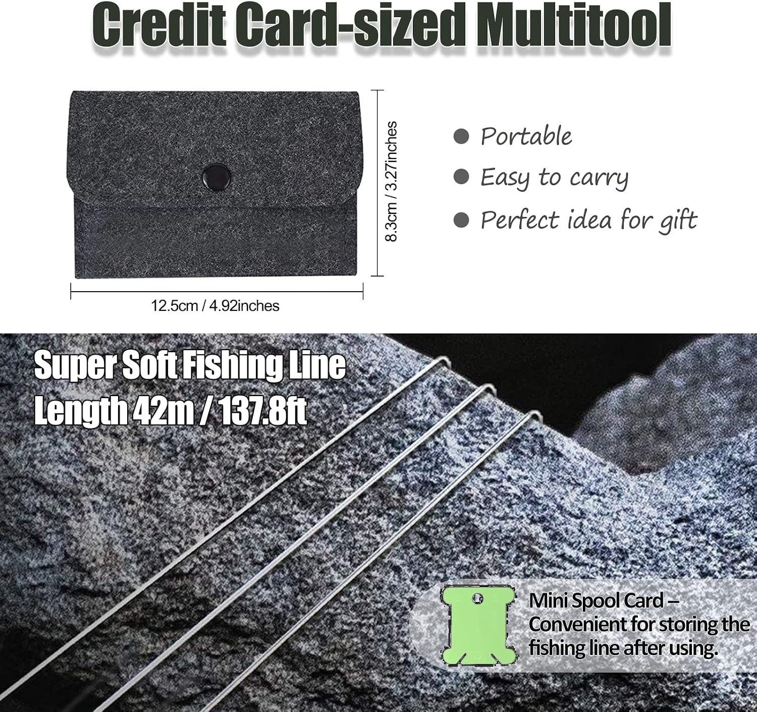 9PCS Survival Card Multitool Camping Kit with Fishing Line Gear, Multipurpose