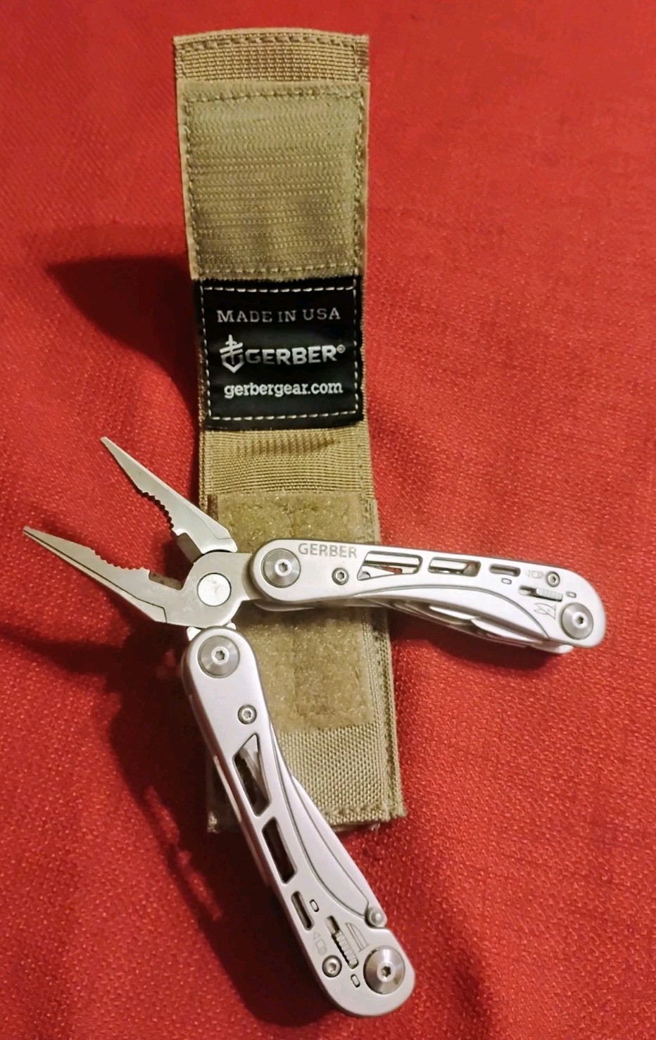 Gerber multitool pliers & tan military USA sheath molle adjustable works good VG