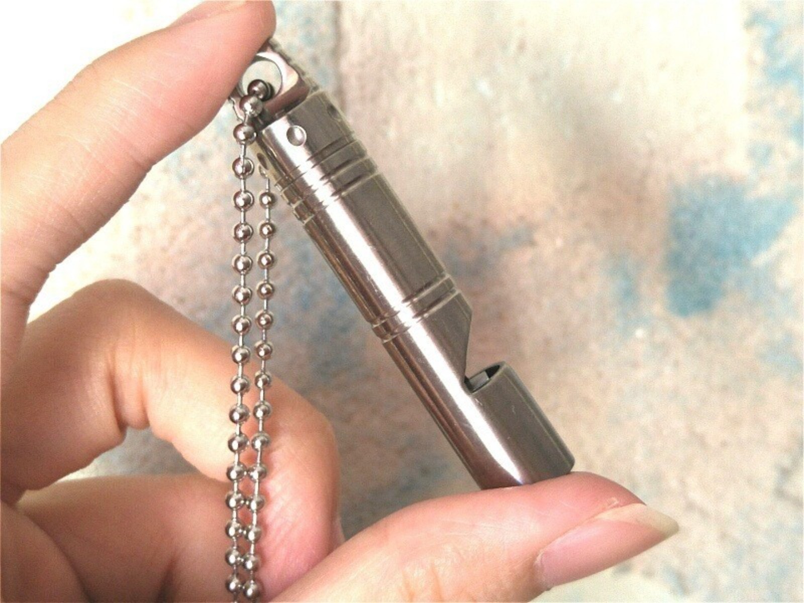 TC4 Titanium Safety Survival Whistle EDC Outdoor Tool Stainless Steel Chain Gift