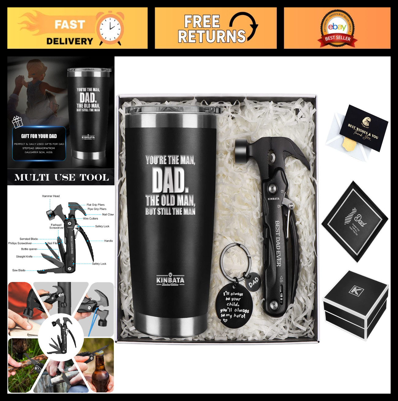 Personalized Birthday Gift for Dad – Best Day Ever Gifts for Men, Multitool from