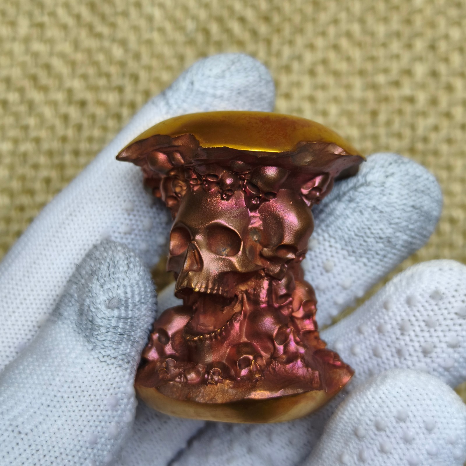 Pure Red purple copper death head skeleton ornament Solid Artistic statue apple