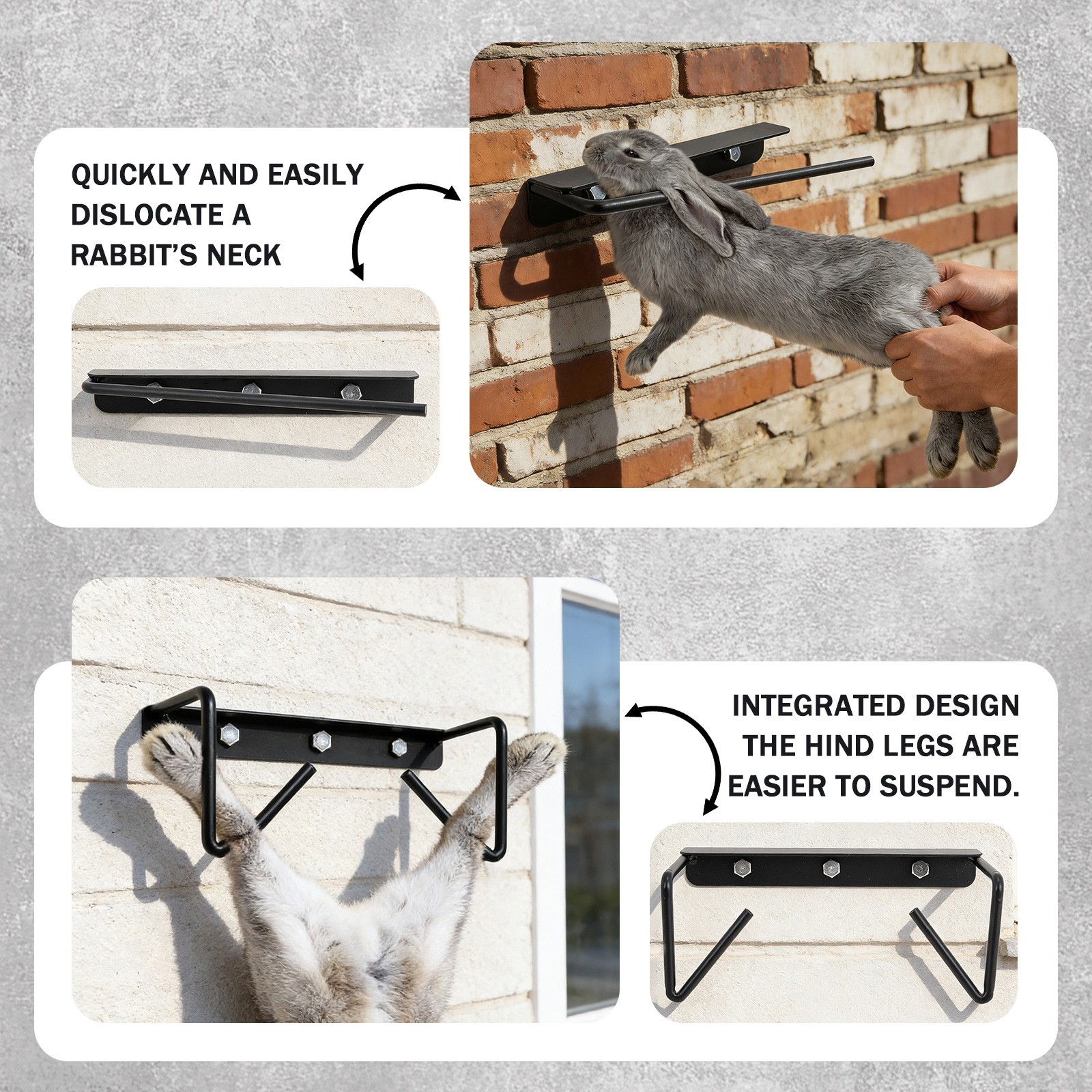 Humane Rabbit Dispatch Dislocator & Skinning Tool Set for Handling Small Animals