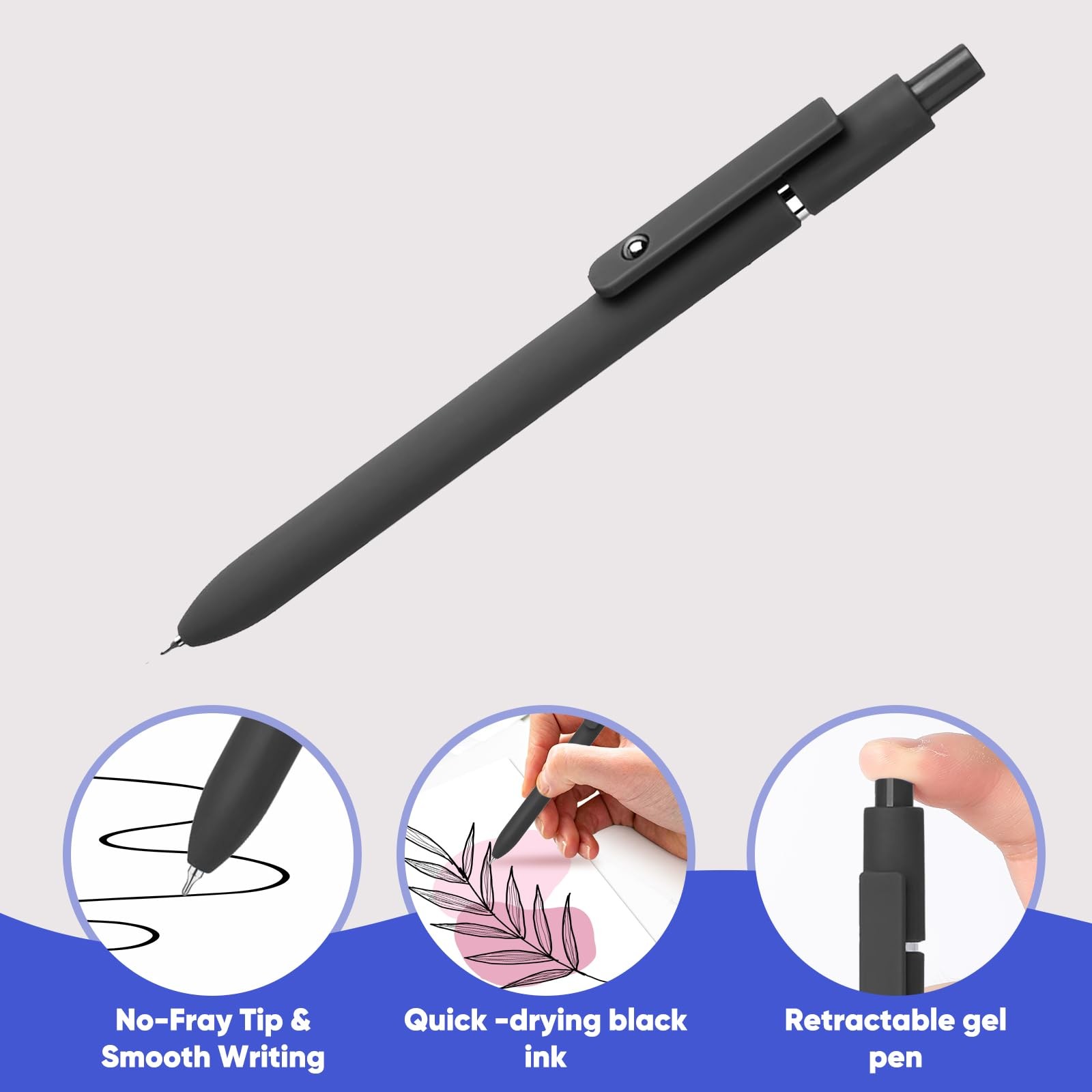 6Pcs Gel Pens, 0.5MM Black Gel Ink Pen Fine Point Smooth Writing Pens, Colleg…