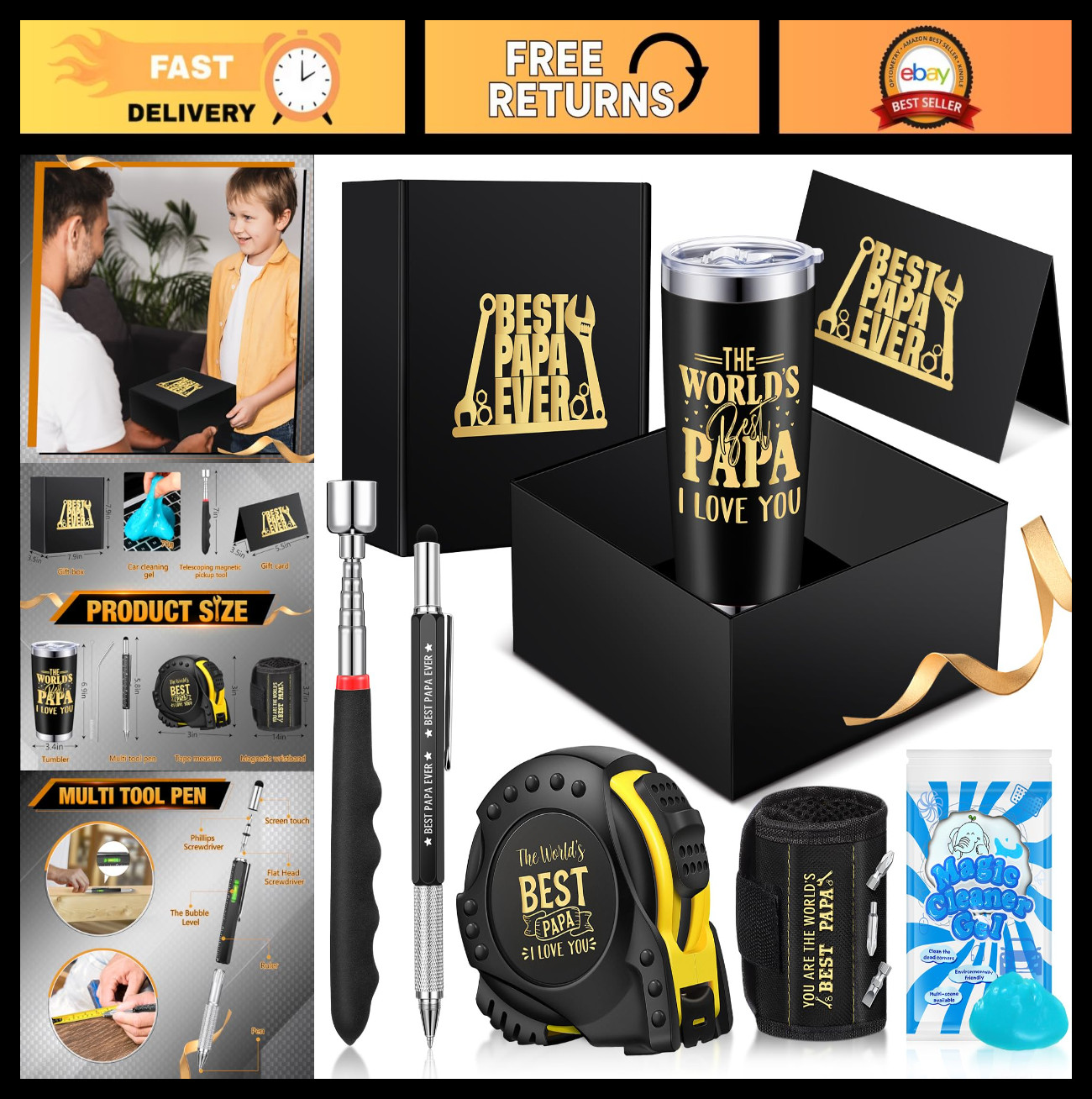 8-Piece Father’s Day Gift Set – Best Dad Gifts, Multifunctional Tool Kit, Tumble