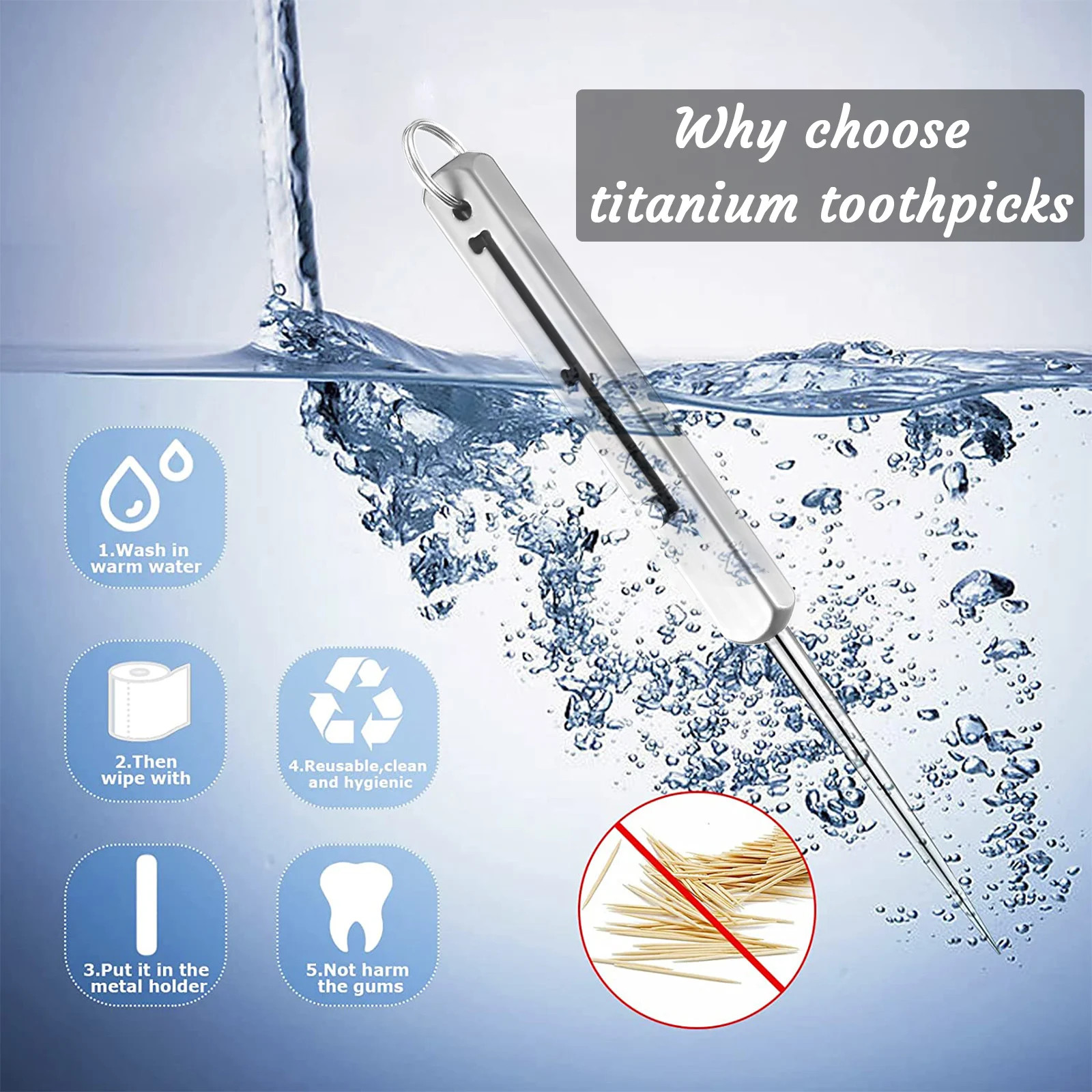 Portable Titanium Toothpicks Pocket Toothpick Metal Toothpick Holder Outdoor
