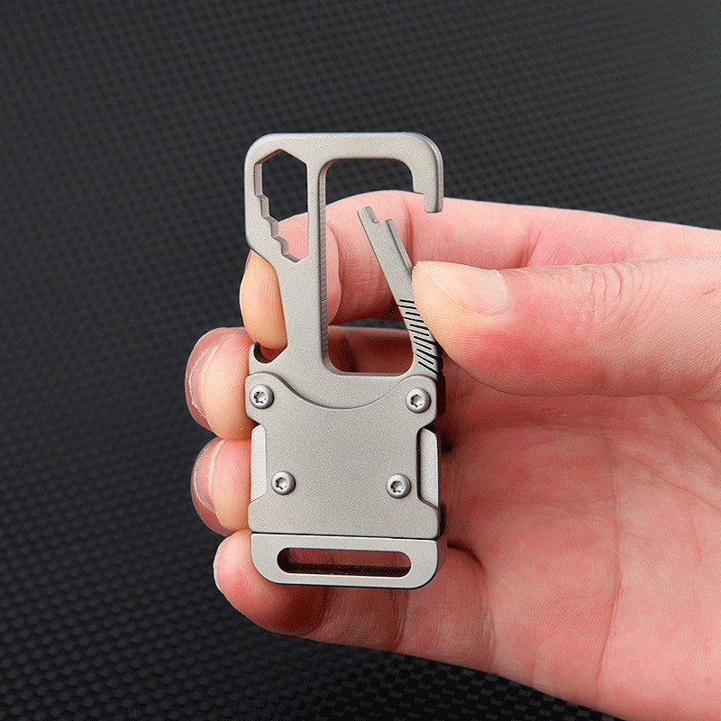 EDC Titanium Alloy Key Chain Carabiner Opener Wrench Outdoor Multi Tools