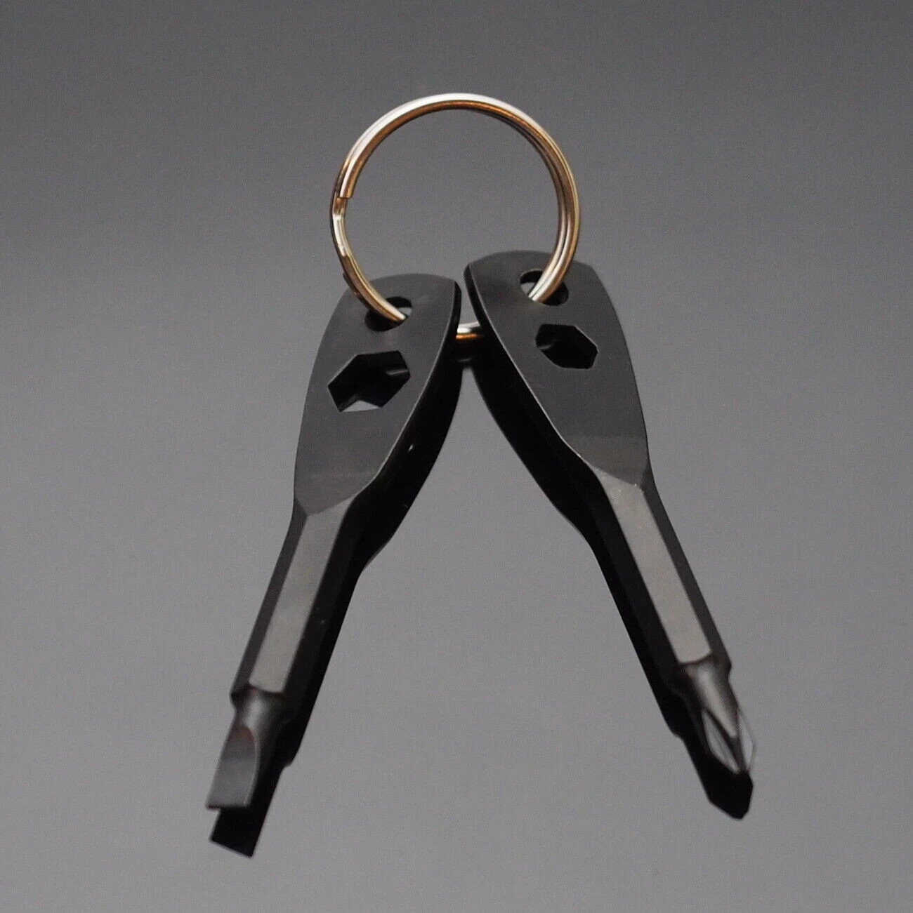 5pcs – Screwdriver Keychain Set EDC Pocket Tool Hex Nut Wrench Key Ring – Black