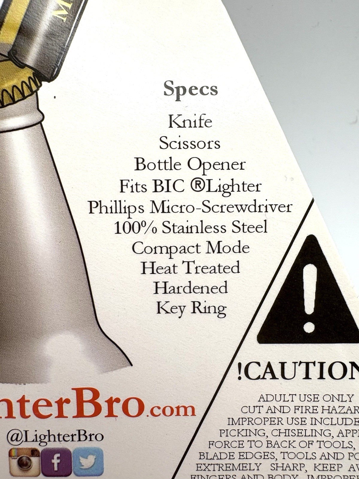 LighterBro 7 Tool Lighter Accessory for Camping/Fishing/Hunting NWT