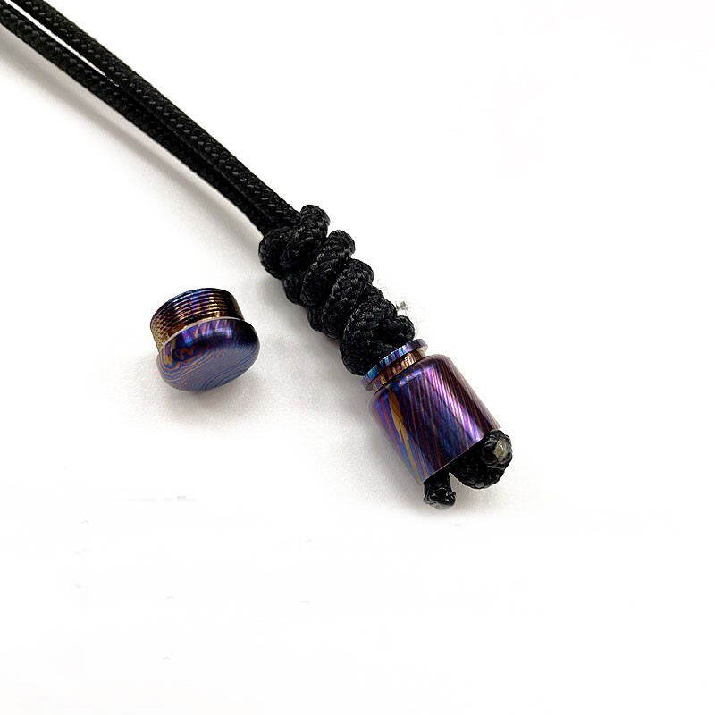 Hot Timascus Parachute Cord Knife Bead Necklace Keychain Pendant Lanyard EDC