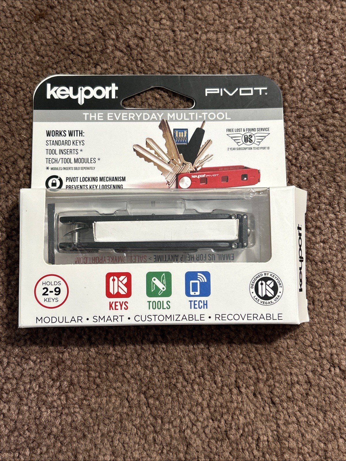 Keyport Pivot 1.0 Minimalist Key Organizer Aluminum Black New Open Box