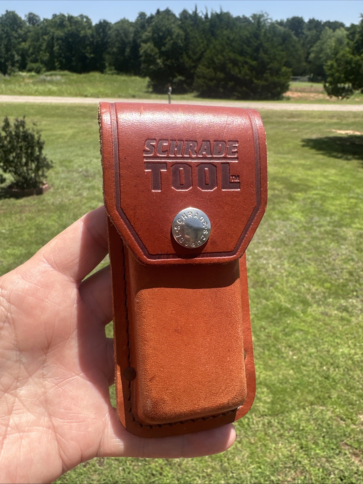 Vintage Schrade Brown Leather Belt Sheath Pouch w/ Snap Closure for Tool Carry