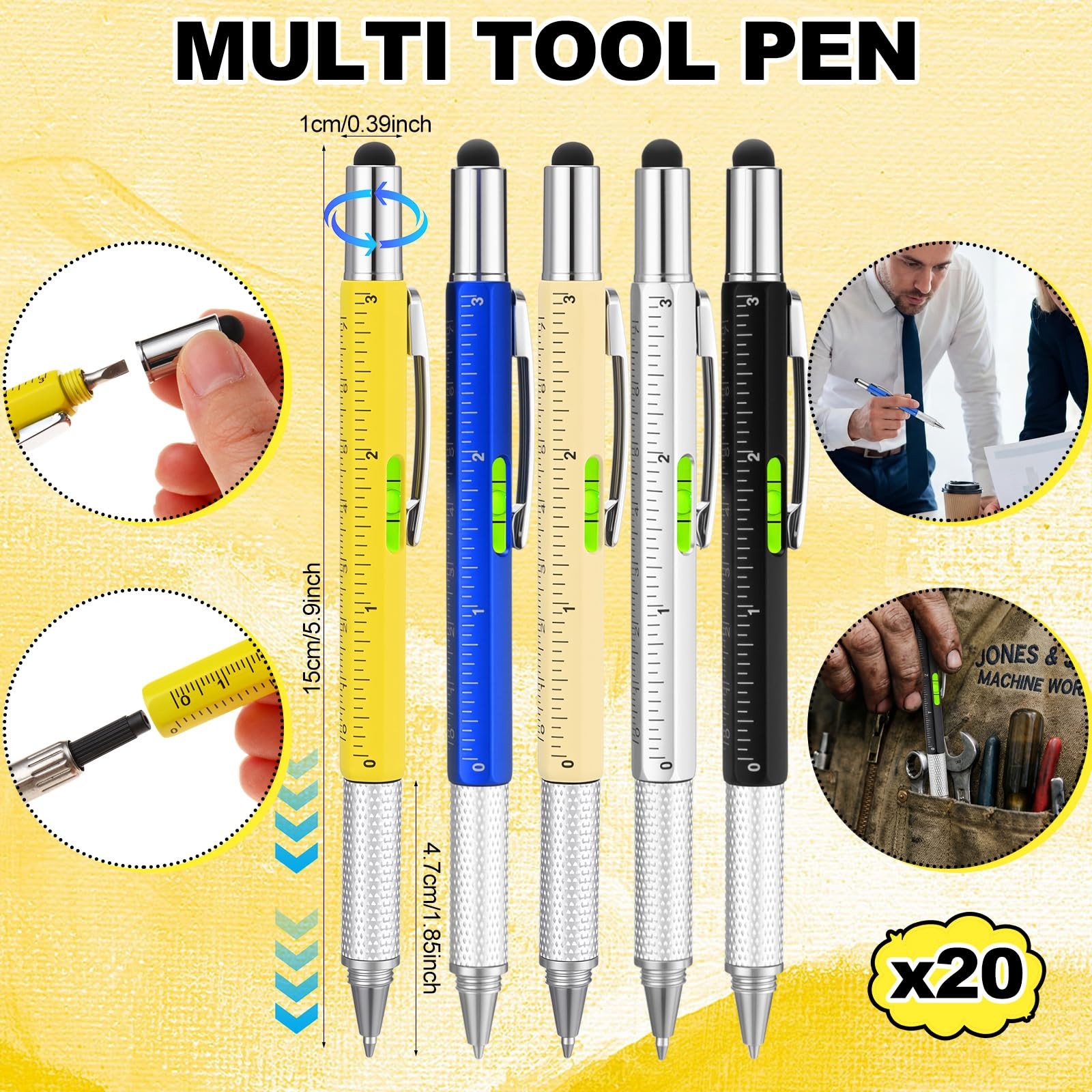 40 Pcs Gifts for Father’s Day Bulk for Men 6 in 1 Screwdriver Multi Tool Pen,…
