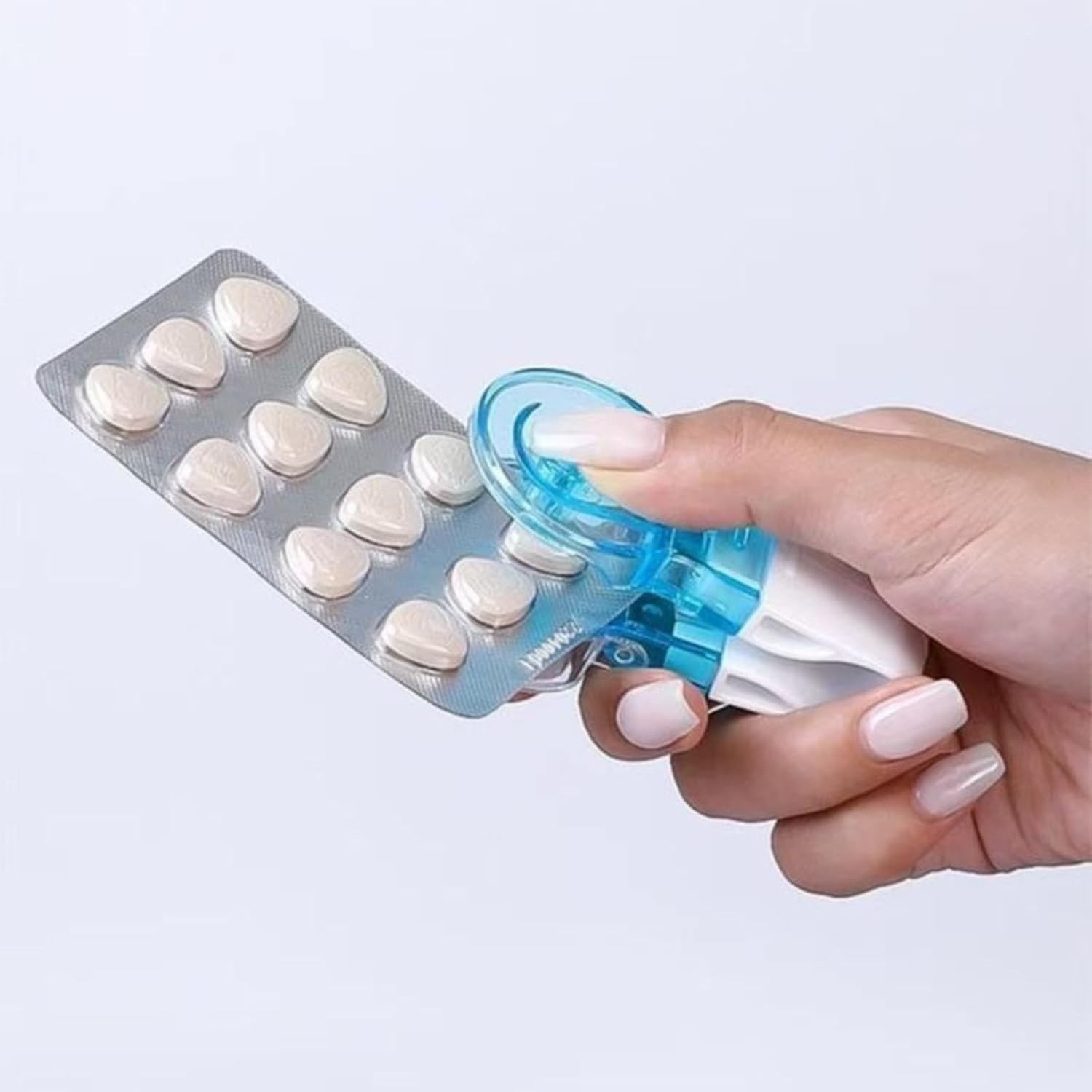 2 Pcs Blue Portable Pill Taker Remover, Blister Pack Opener Popper Assistance No