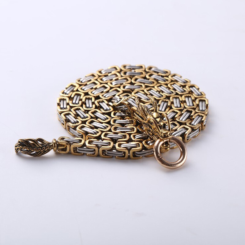 Men Stainless Steel Bracelet Self-defense Survival Dragon Necklace Chain