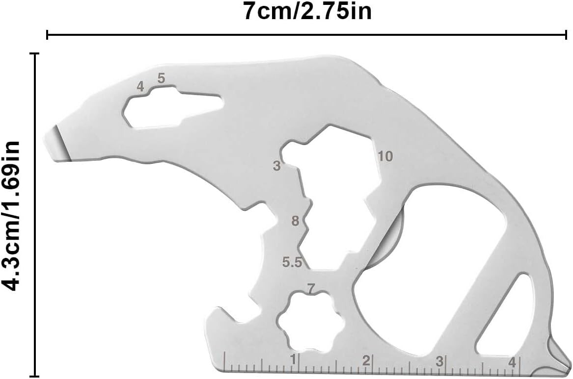 12 in 1 Polar Bear Keychain Multi-Tool Gear Bottle Opener Screwdriver