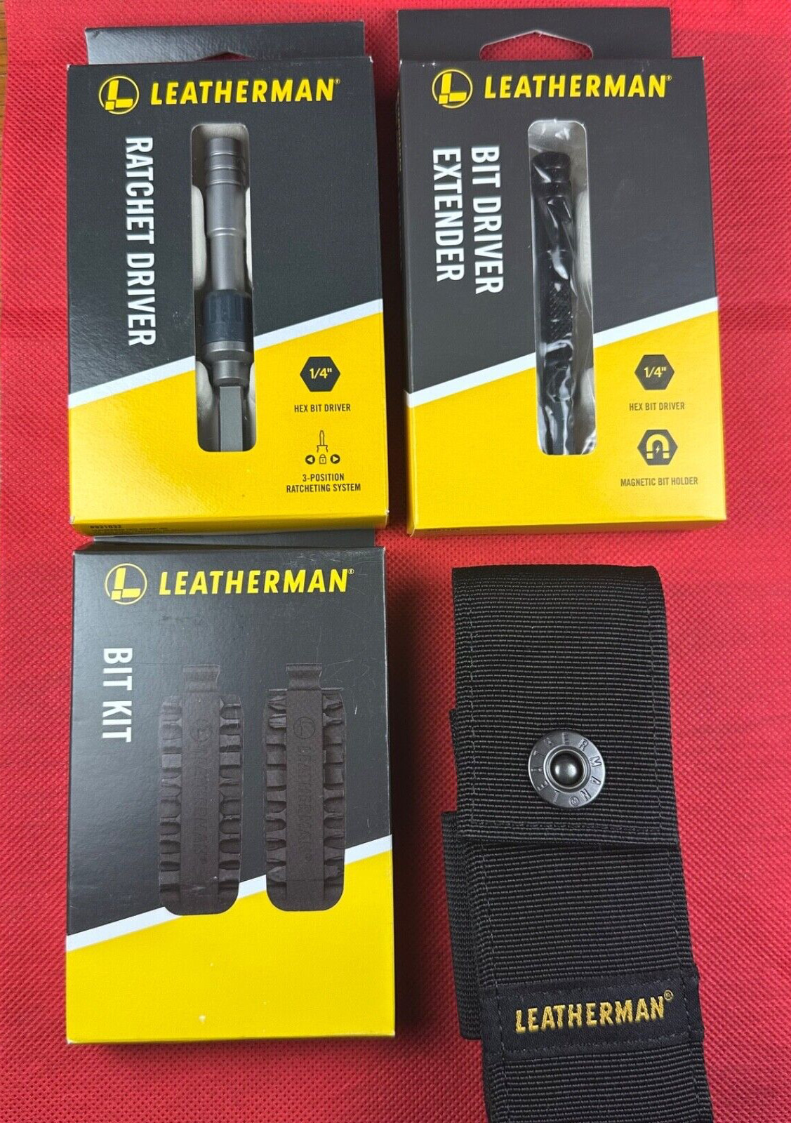 Leatherman EDC kits- Ratchet Driver, Bit Kit, Black Bit Driver Extender, Sheath