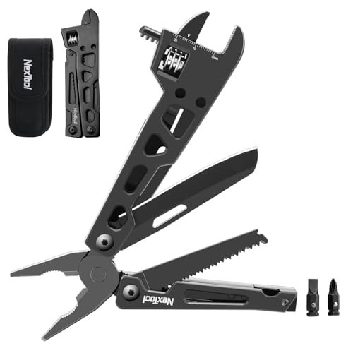 9-in-1 Adjustable Wrench Multitool, Foldable Pliers, Knife & Screwdriver for Cam
