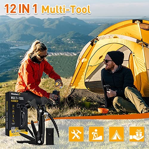 Fathers Day Gift for Husband Dad, Gifts for Men 12 in 1 Hammer Multitool, Black