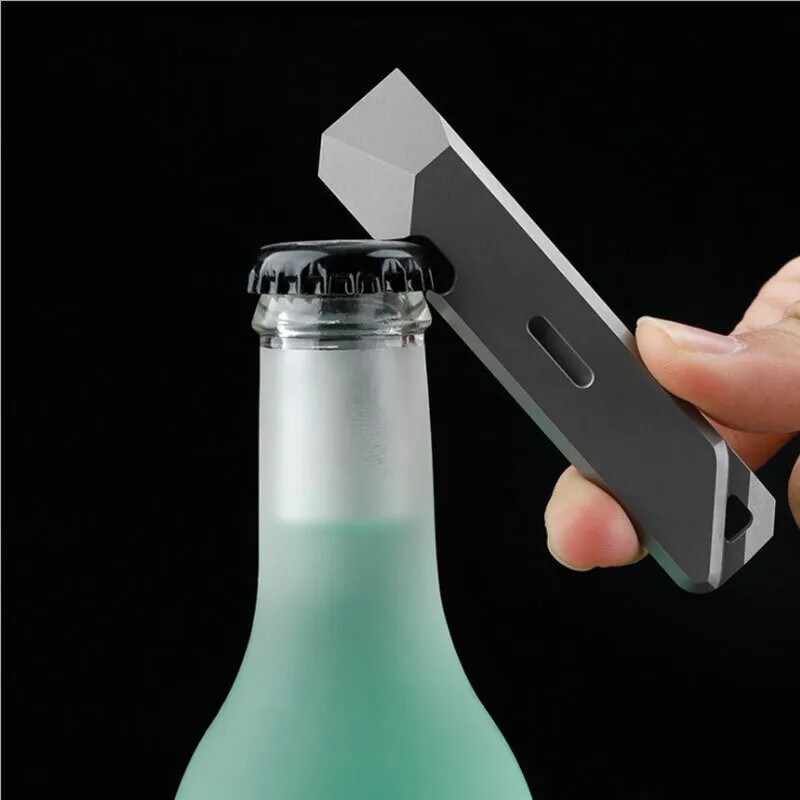 TC4 Titanium Crowbar Pry Bar Underreach EDC Tool Pocket Bottle Opener Pendant