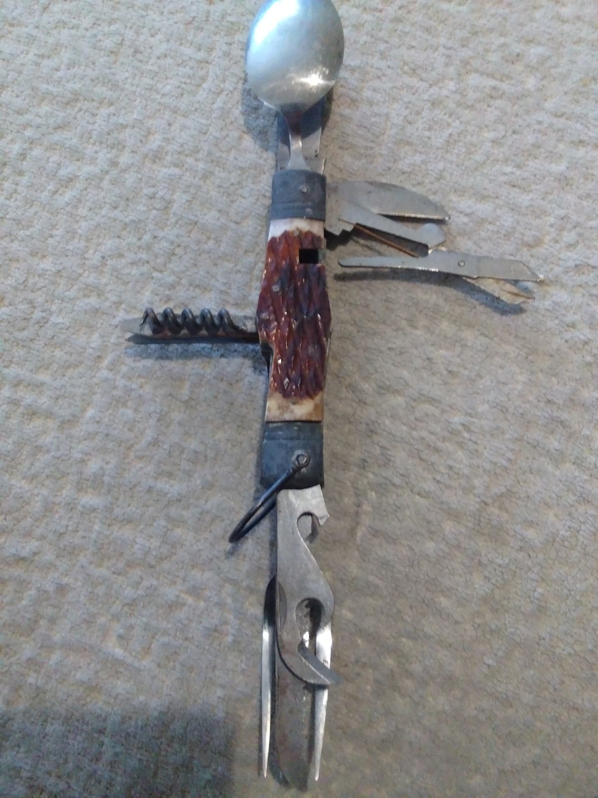 Vintage Camping Scout Multi Tool Hobo Survival Knife … NICE