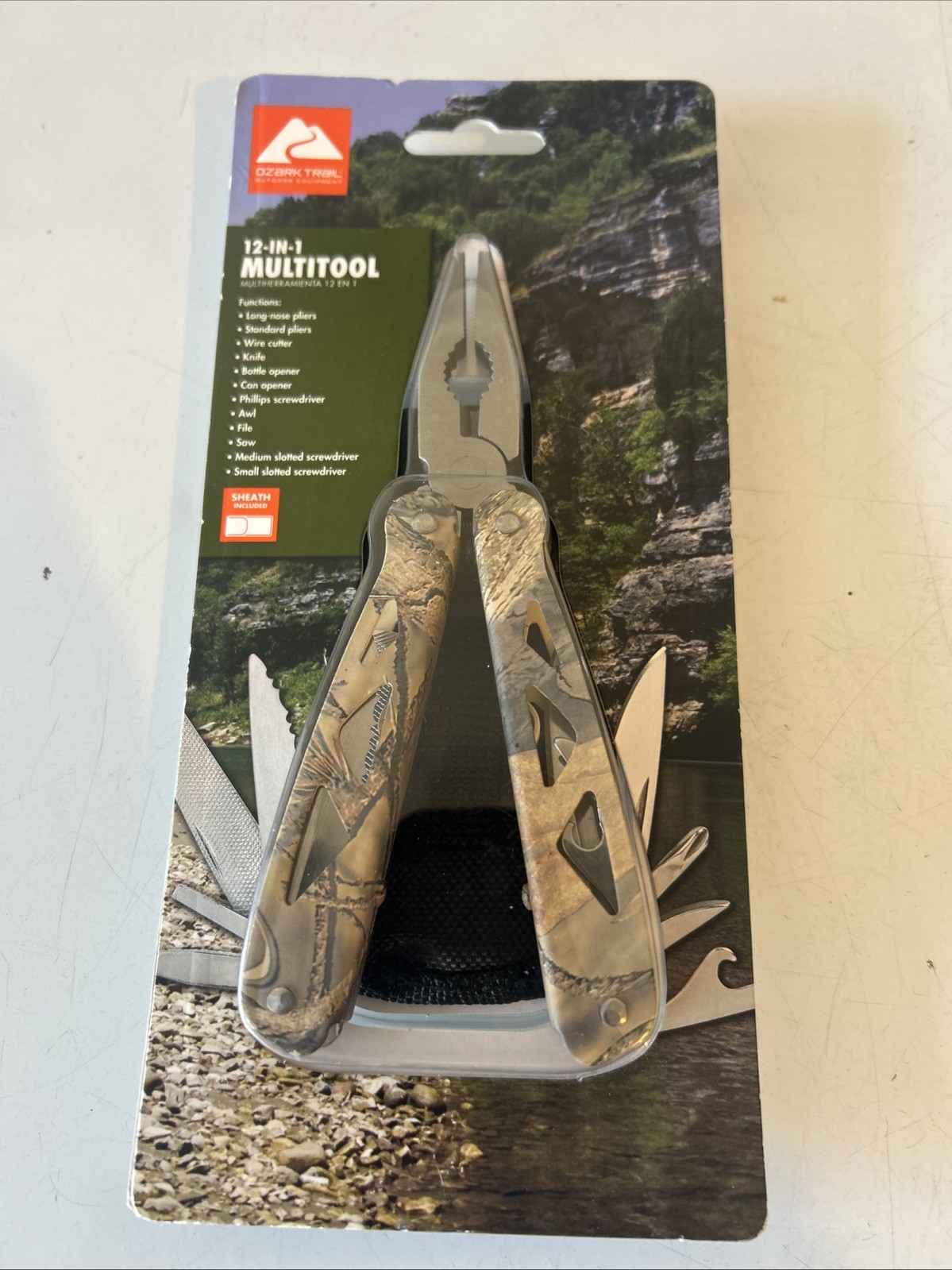 Camo Ozark Trail 12 in 1 Pocket Multi Tool Compact Outdoor Bugout w Holder