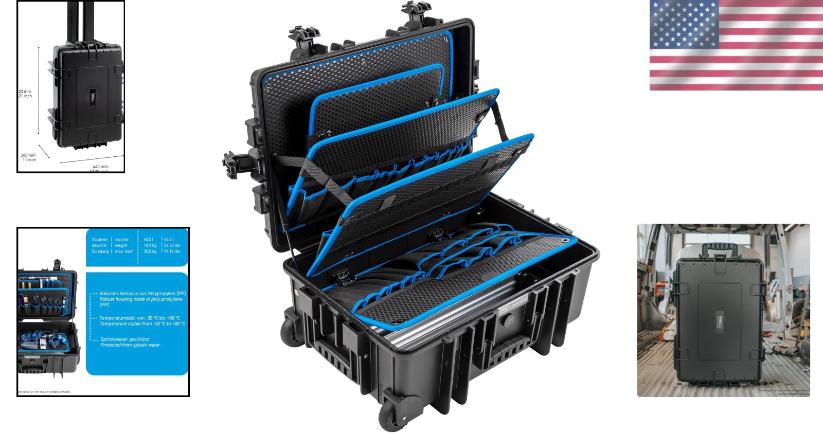 Professional Jumbo Tool Organizer with 43L Capacity & Safe Transport Features