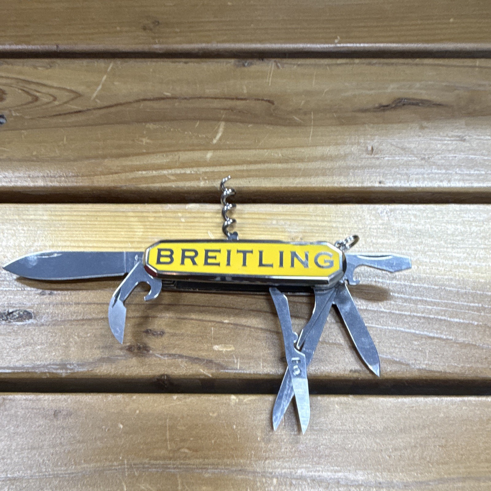 Wenger Breitling Multi-Tool 7-Tool Keyring Yellow/Silver 2.5in SS Blade