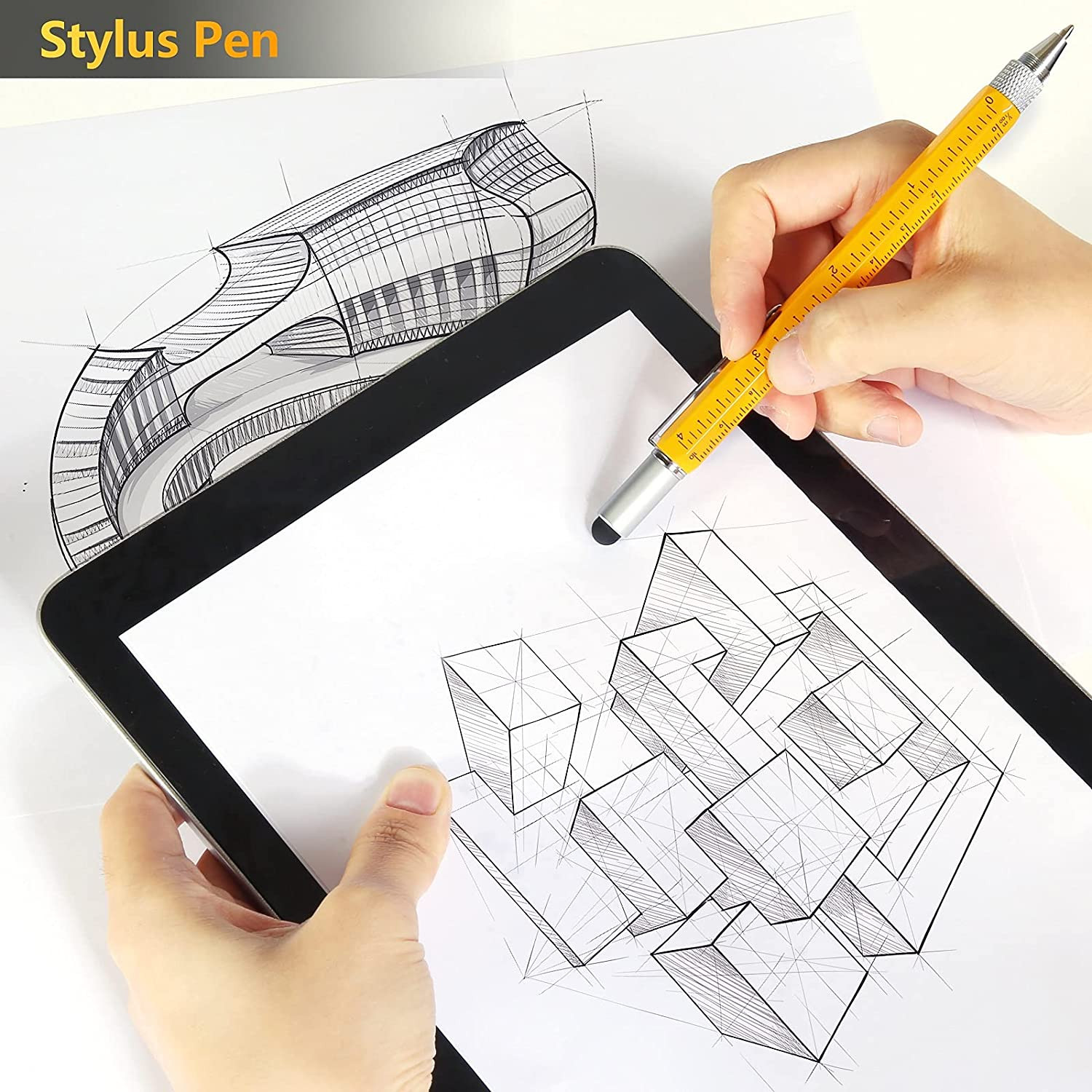 Novelty Gifts 6 in 1 Pens for Men, Multi Tools Pen EDC Unique Gadget As