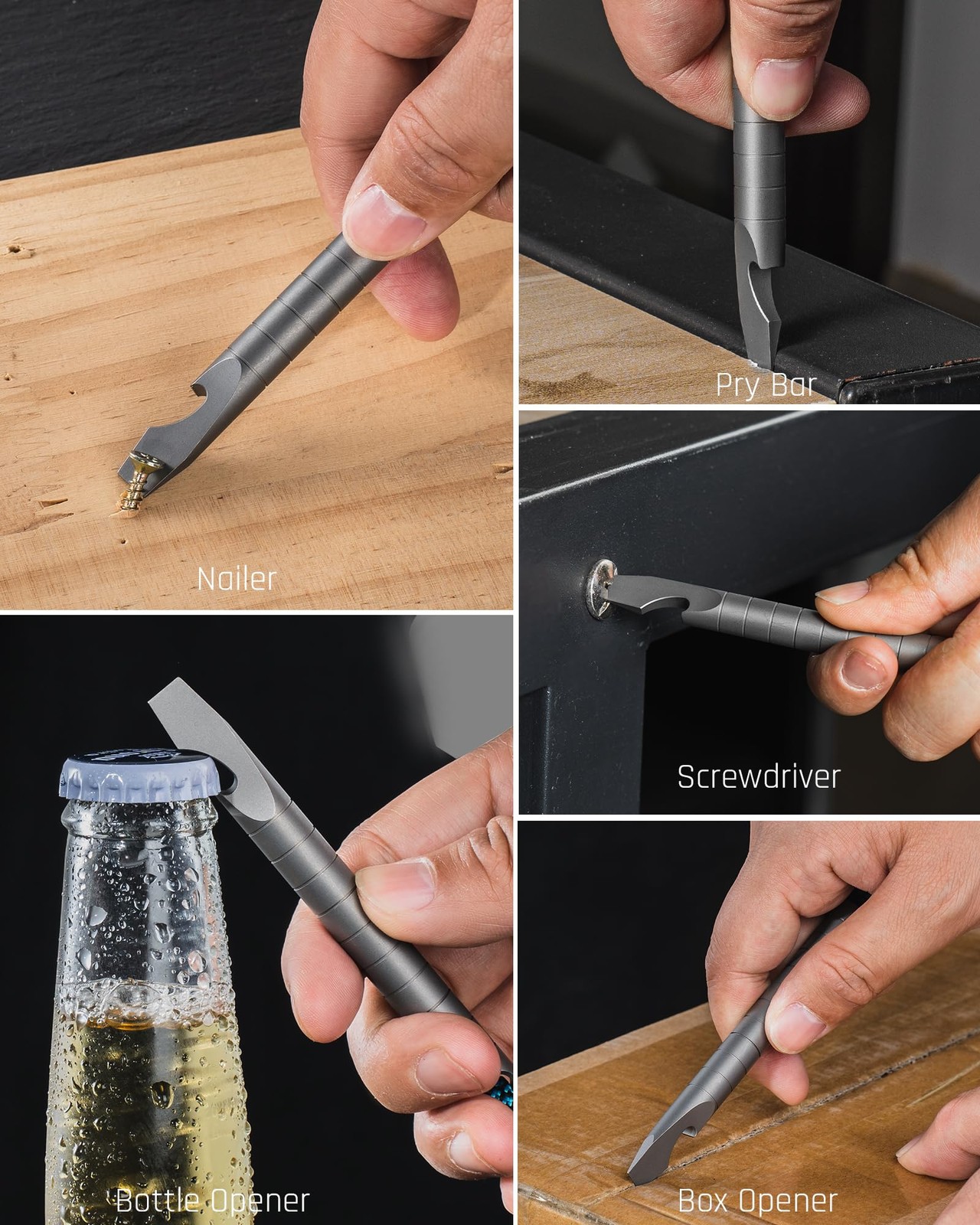Titanium EDC Pry Bar, Keychain Prybar Multitool With Beer Bottle Opener, 6 in…