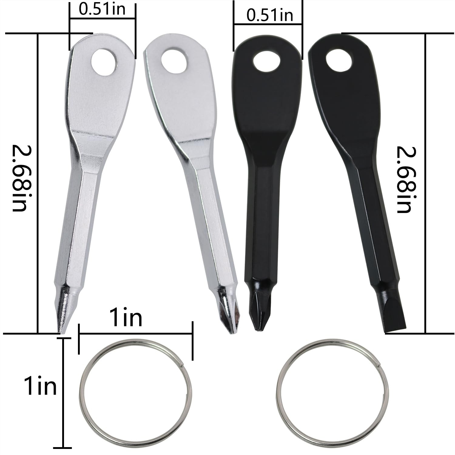 2Sets 4PCS Outdoor Portable Keychain Screwdriver Set Flathead Phillips Stainl…