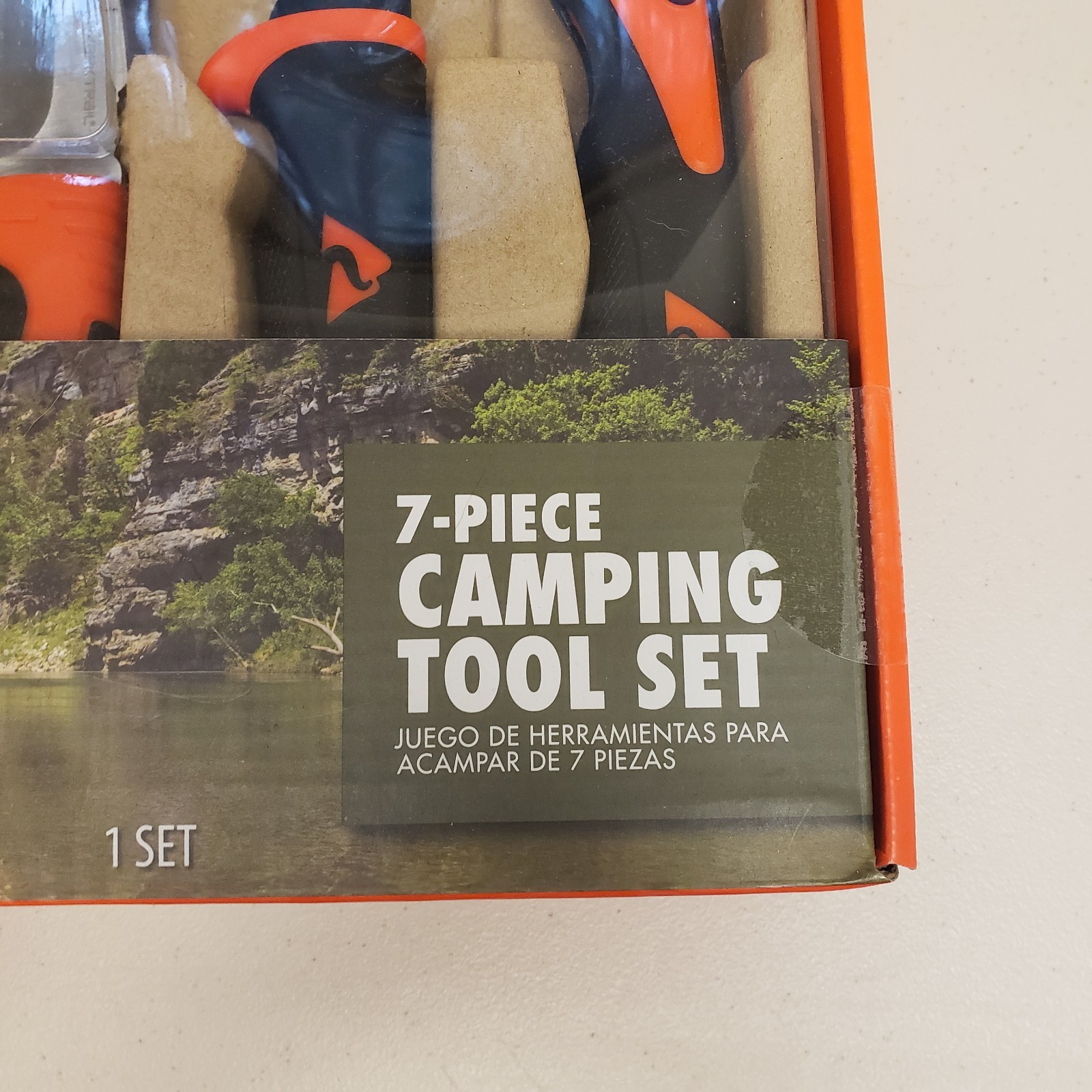 Ozark Trail 7 Piece Camping Tool Set with Hammer Flashlight Batteries Included