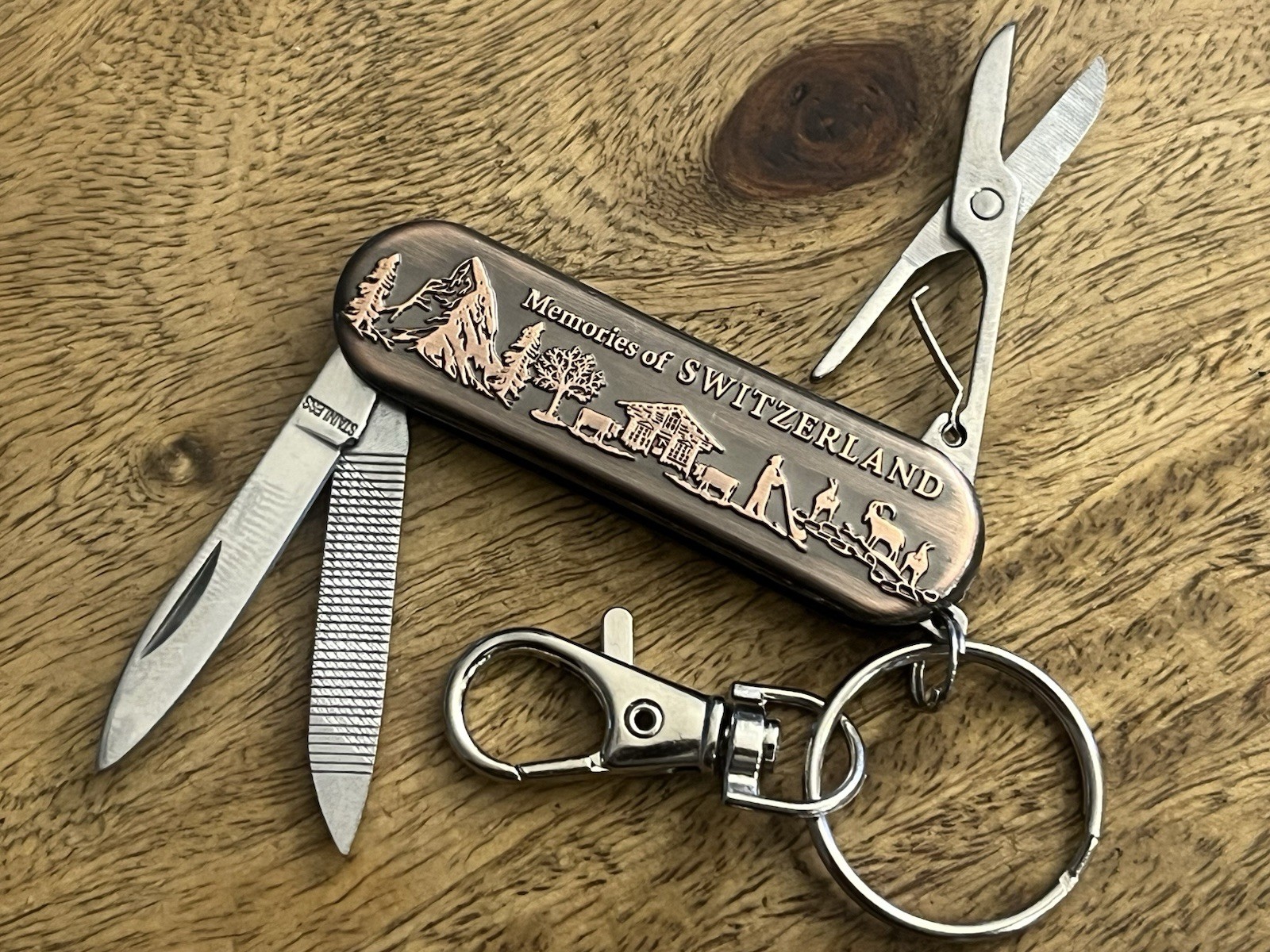 Switzerland Keychain Multitool Scissors, Knife File SUPER Solid! SUPER NICE!!