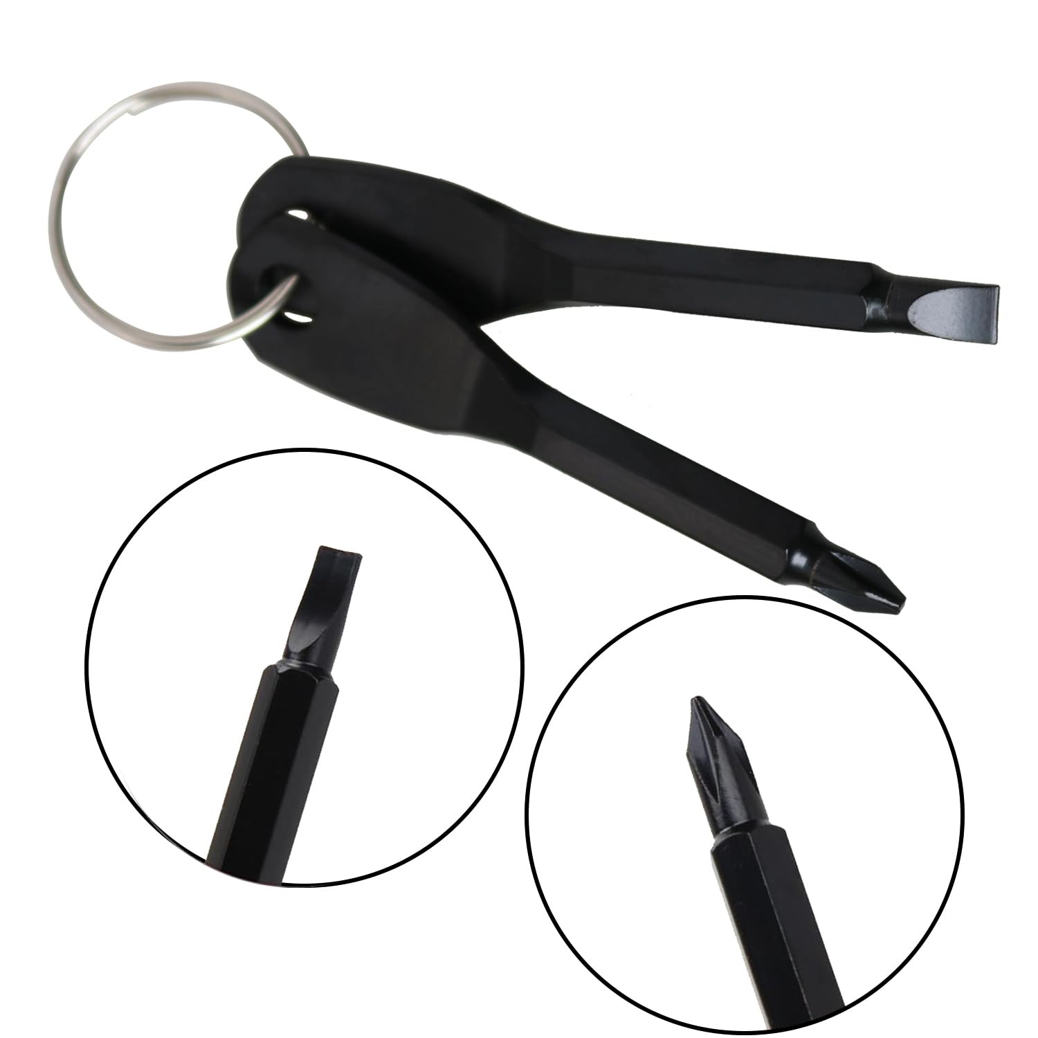 2Sets 4PCS Outdoor Portable Keychain Screwdriver Set Flathead Phillips Stainl…