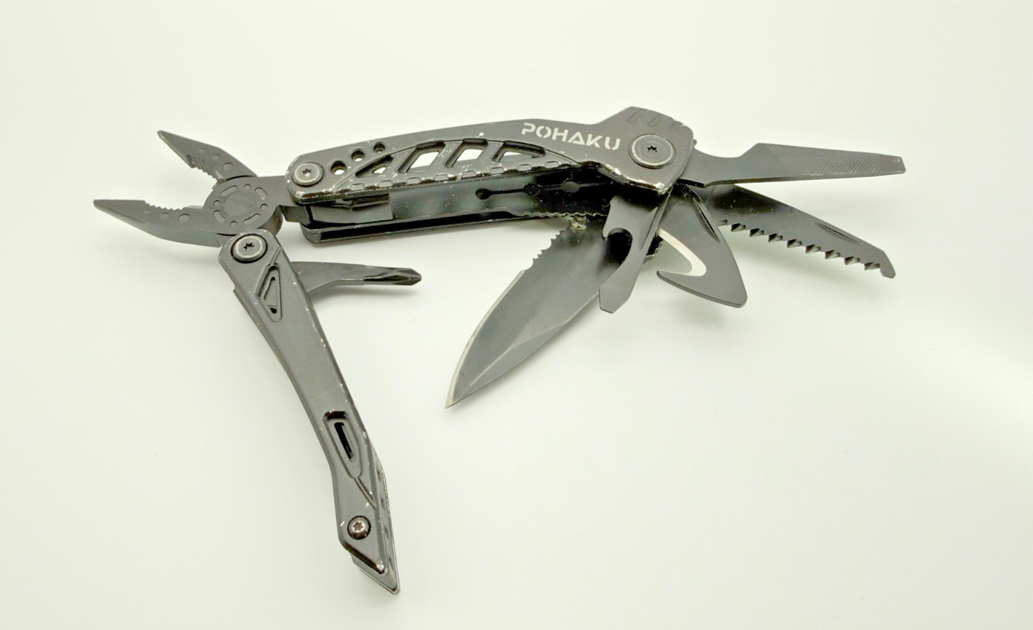 POHAKU Black Multi Tool Pliers Knife Saw File Screwdriver Folding Survival Tool