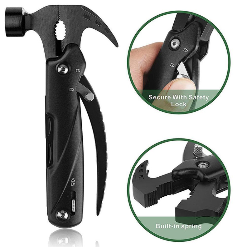 Hammer Multitool 12 in 1 with Claw Stainless Steel Outdoor Tool Gift