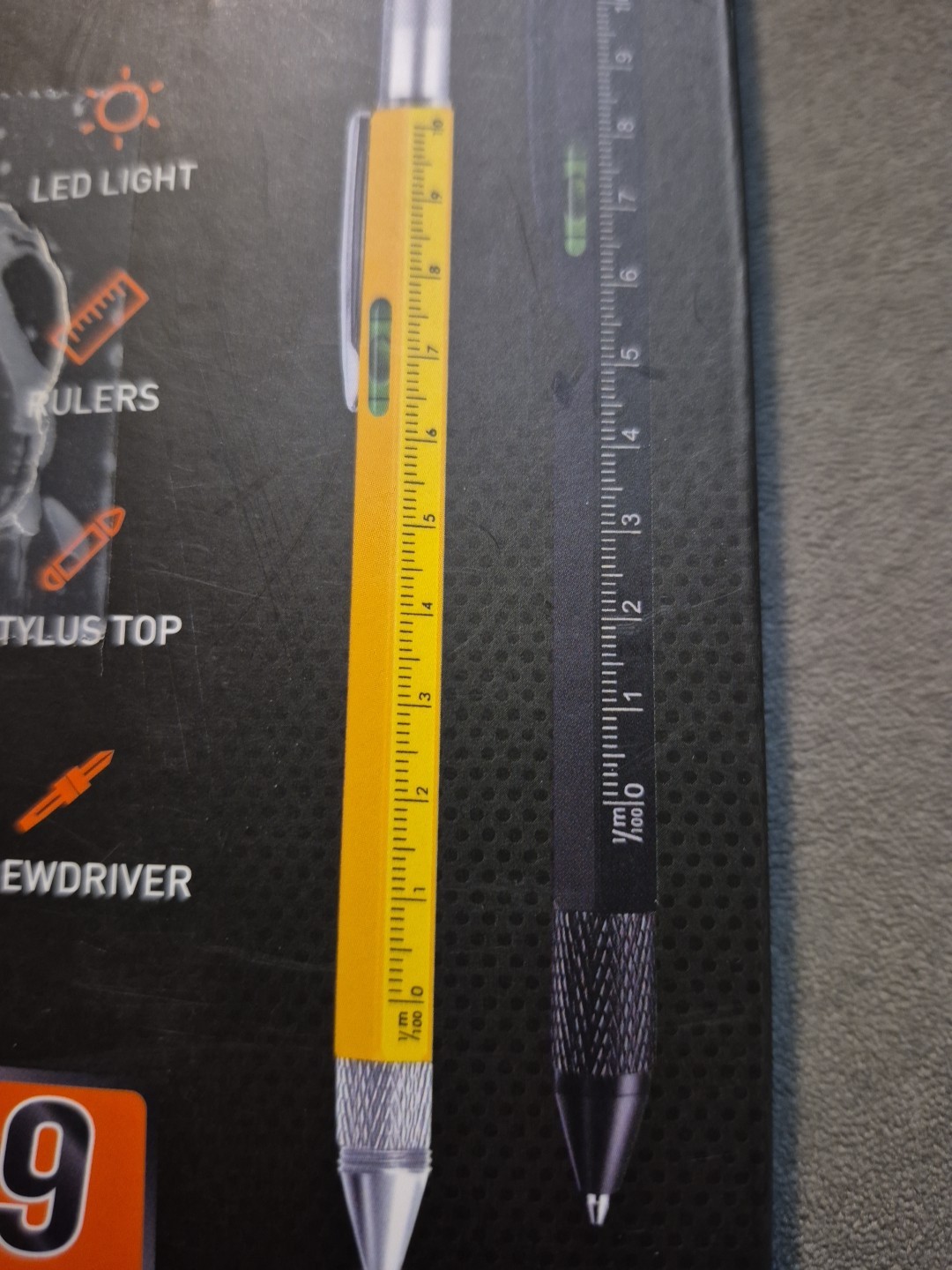 Multi Tool 9 In 1 W/Batteries Pen Stylus Screwdriver Light Level Ruler 2 Pack
