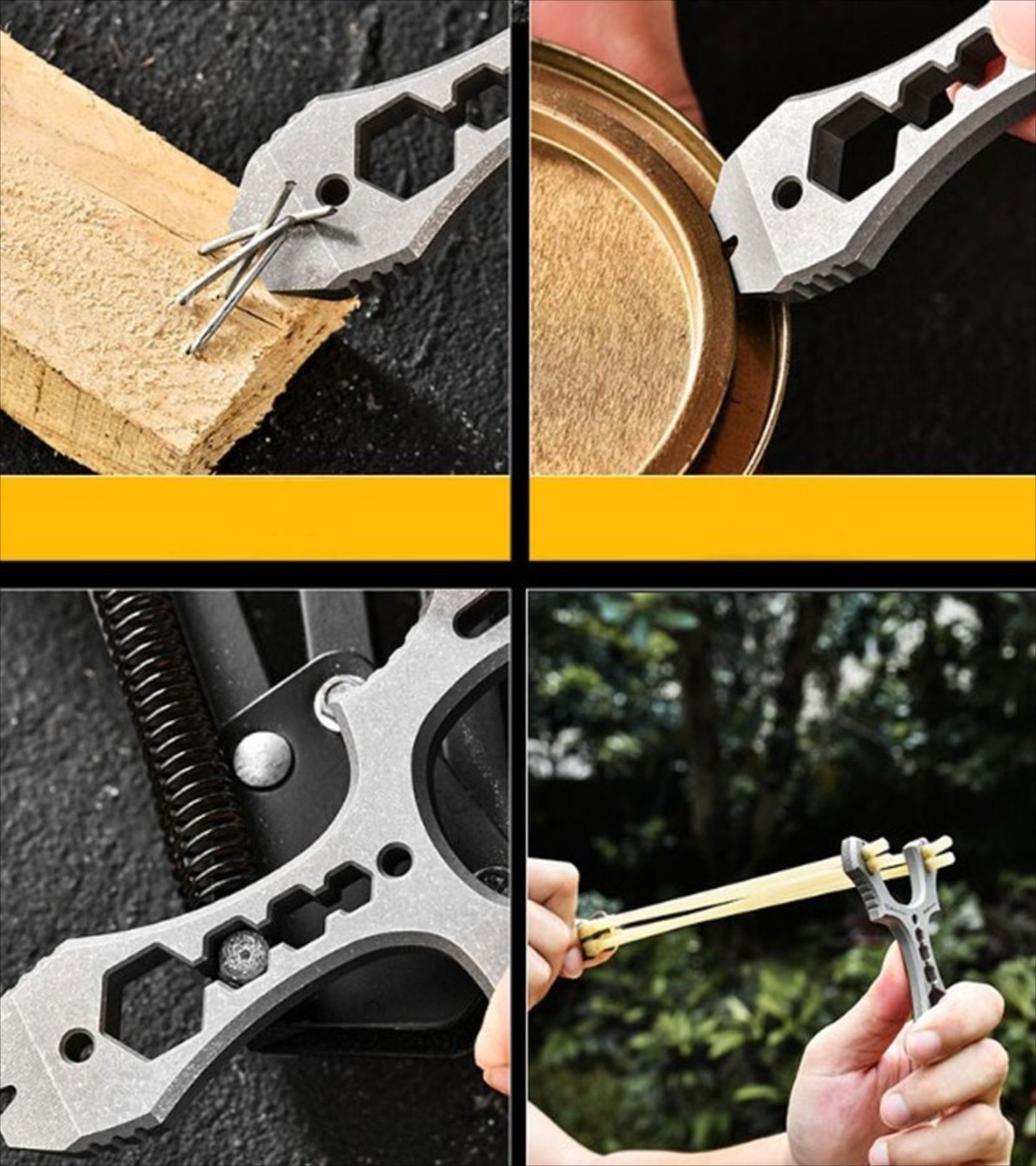 Portable Slingshot Flat Rubber Band Catapult Hunting Slingbow Archery Shoot Tool