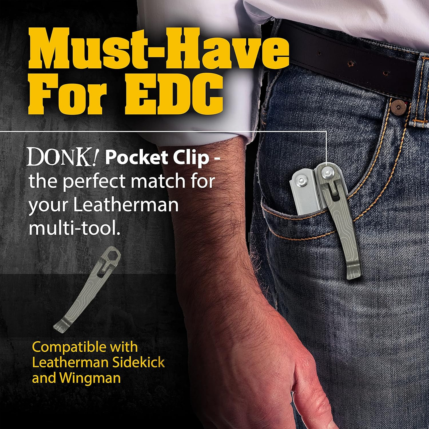 Titanium Pocket Clip. Made for Leatherman Wingman & Leatherman Sidekick. 5 Desig