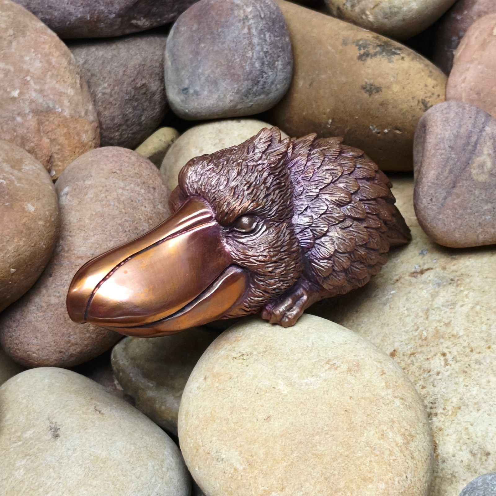 Purple copper Shoebill ‌Whale head Stork ornament Solid handcraft statue bird