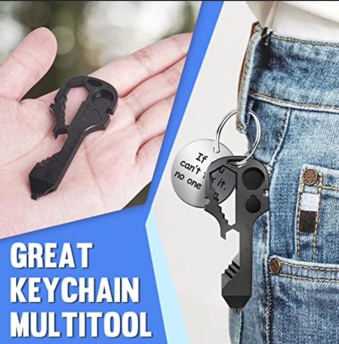 Eversee Key Shaped Pocket Tool for Keychain, 18 in-1 Multitool TSA Friendly NEW