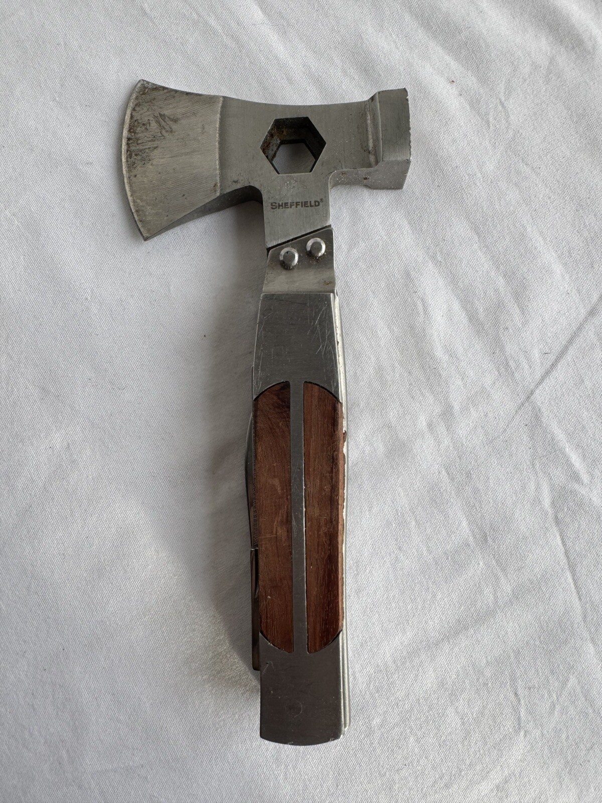 Sheffield Multi Tool Hatchet Axe Folding Knife Saw Blade Stainless No Sheath