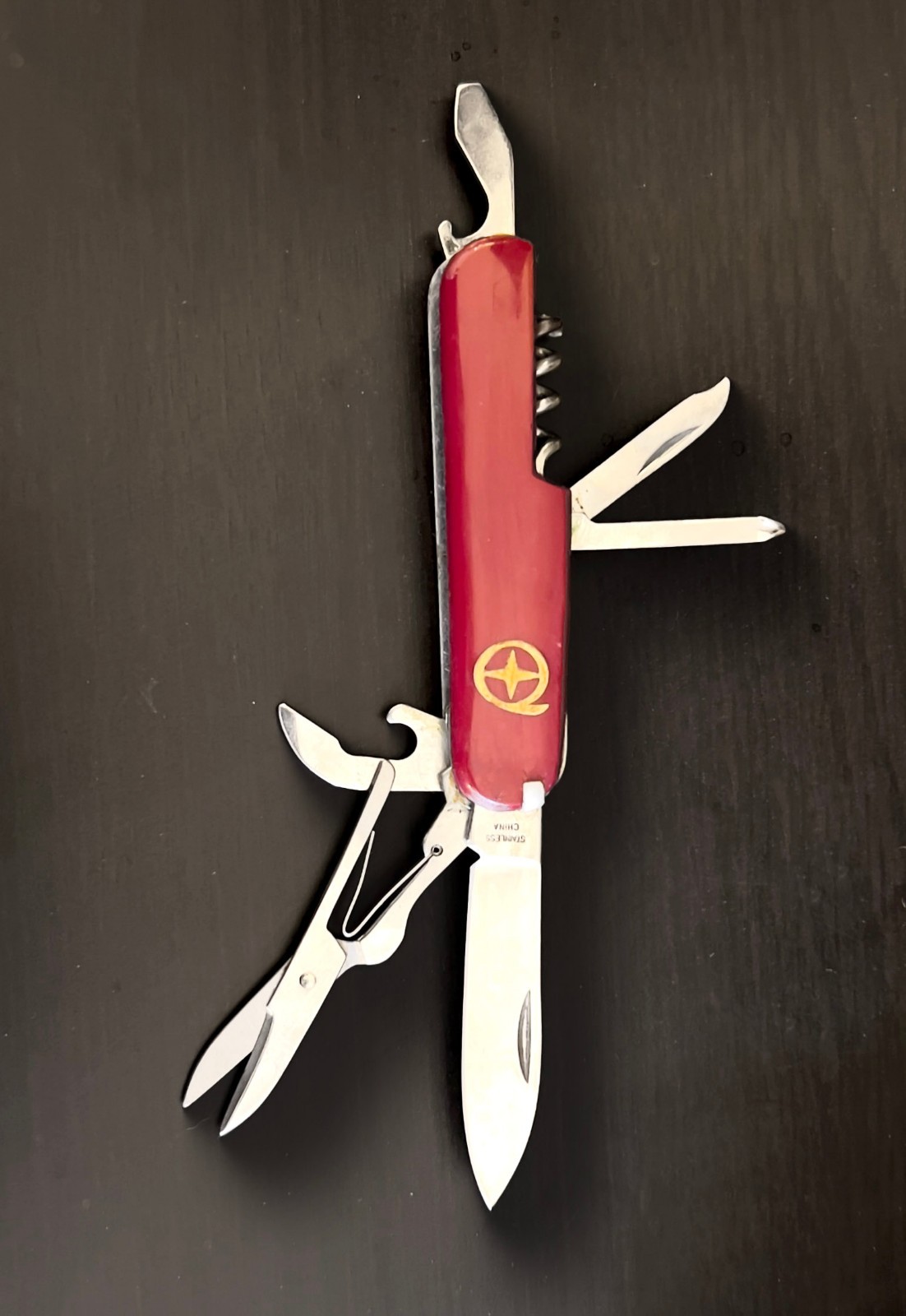 Vintage 3.5″ Red Diamond Superior 7-in-One Multi-Tool Folding Pocket Knife