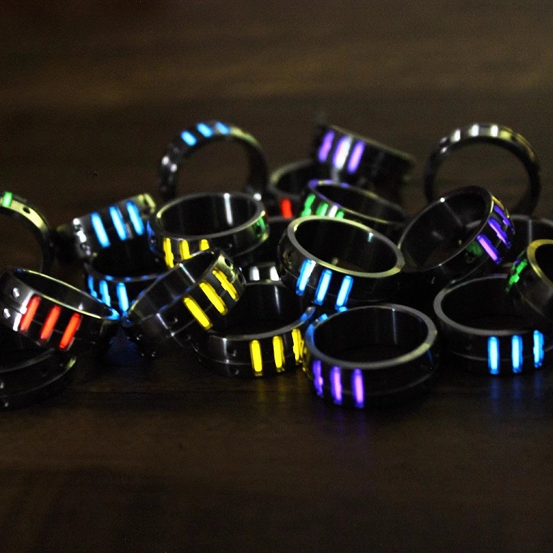 Titanium Alloy Luminous Ring Night Light Multi Color 18mm Gift Collection