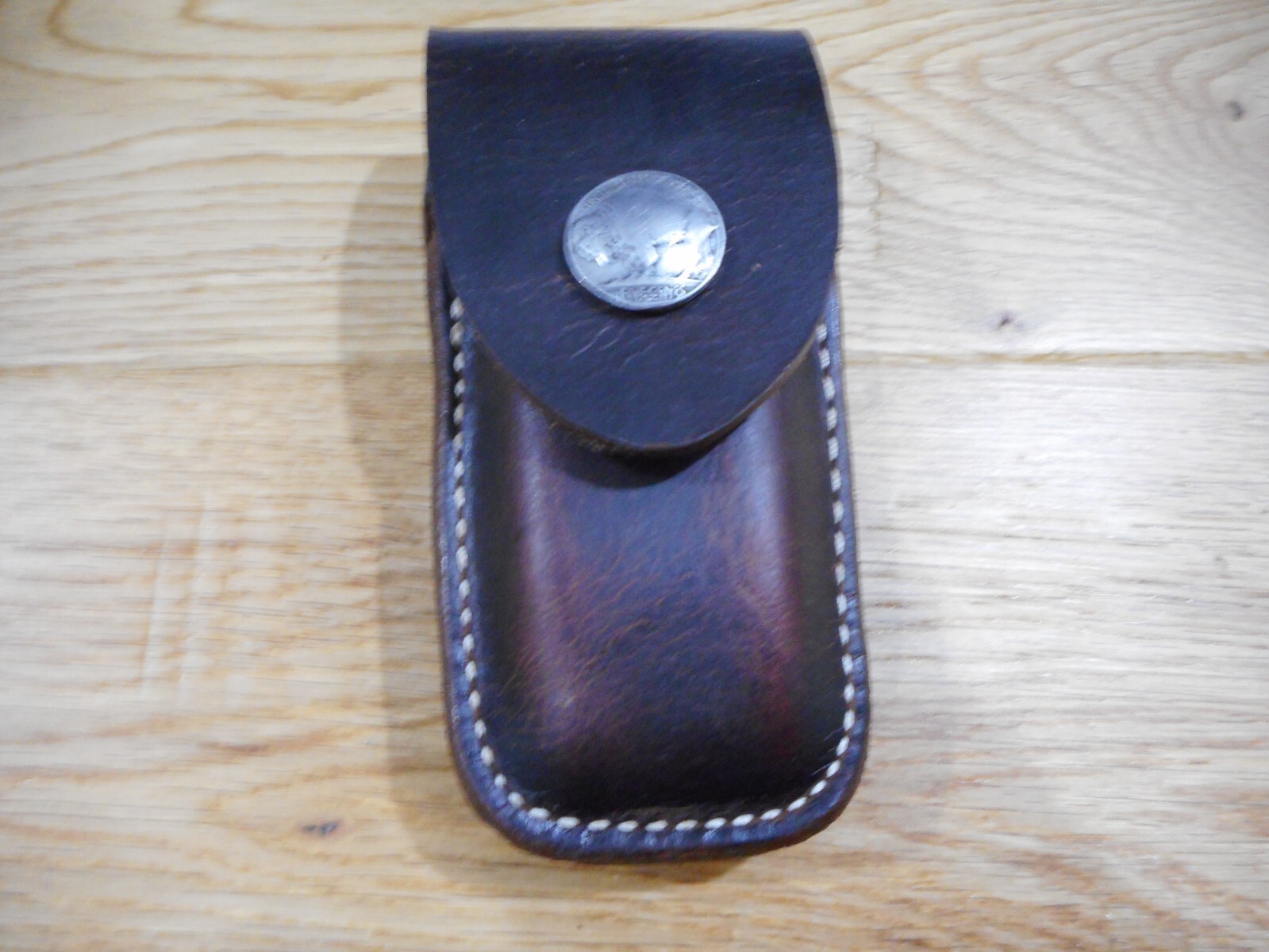 Leatherman Wave dark oil Crazy Horse leather sheath. Buffalo snap. Sheath only.