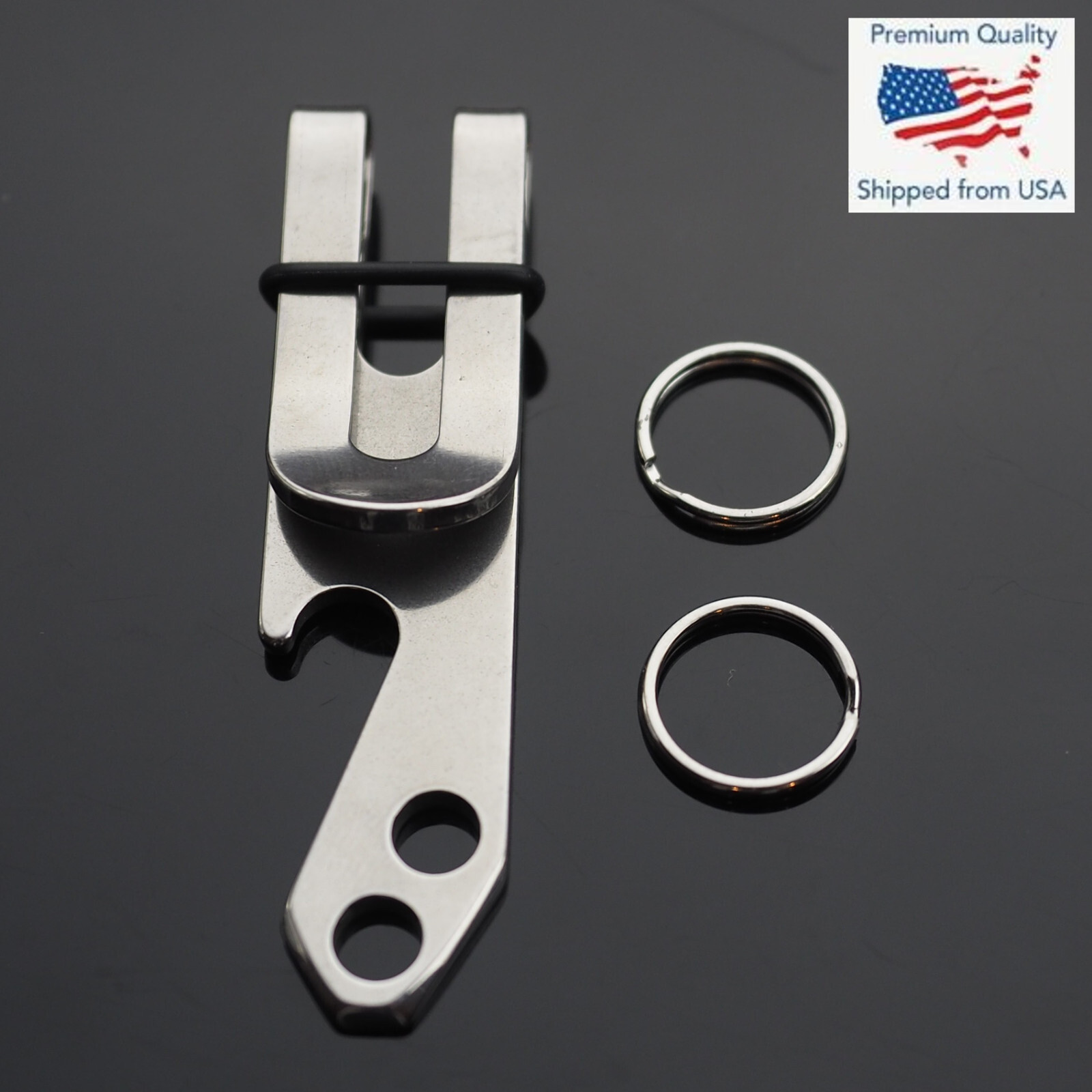 Stainless Steel Carabiner Money Clip Belt Hanger Bottle Opener EDC & Key Rings