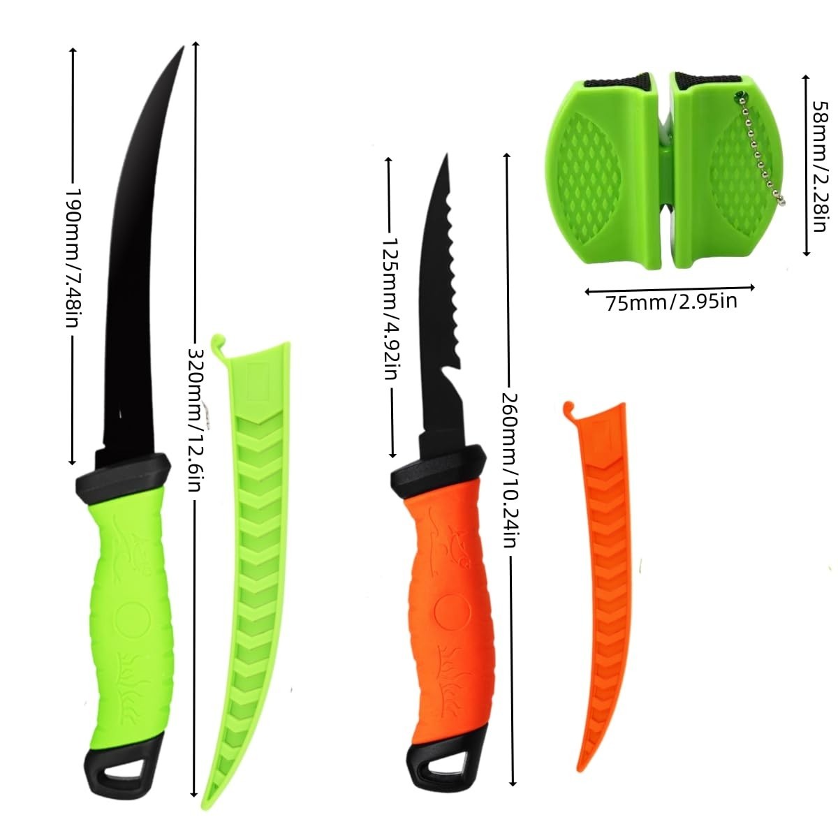 Fishing Knife Set & Fish Cleaning Kit – Filet Knife, Scissors, Gloves, Tweezers