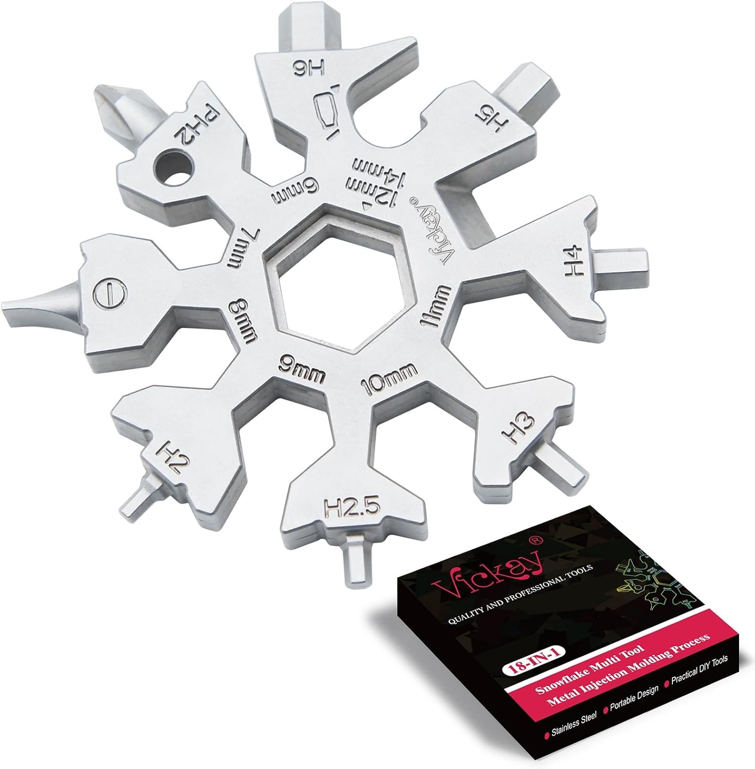 18 in 1 Snowflake Multi Tool, Phillips Flat Screwdriver Kit/Wrench/Bottle