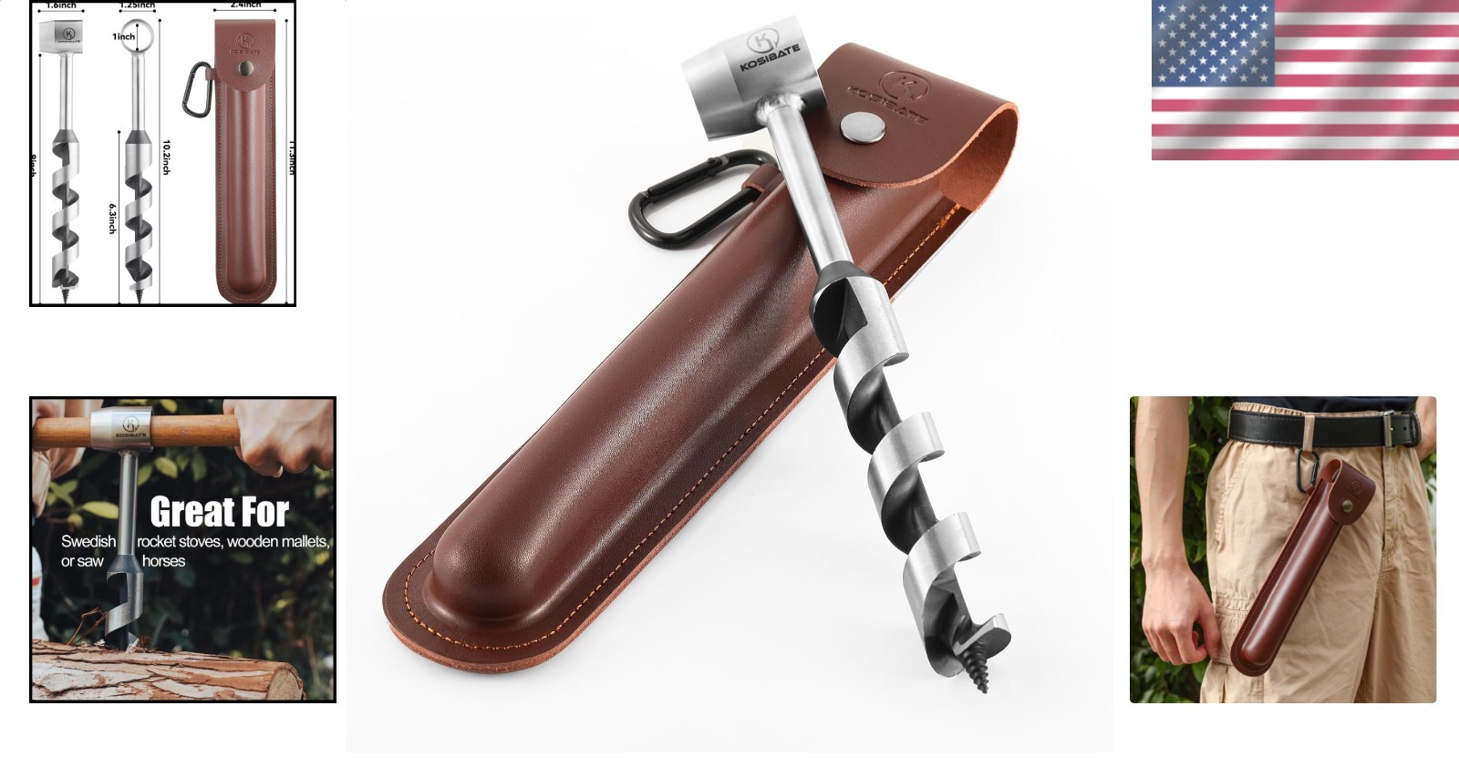 Settlers Wrench, Easy Wood Drilling Tool, Stainless Steel Bushcraft Camping