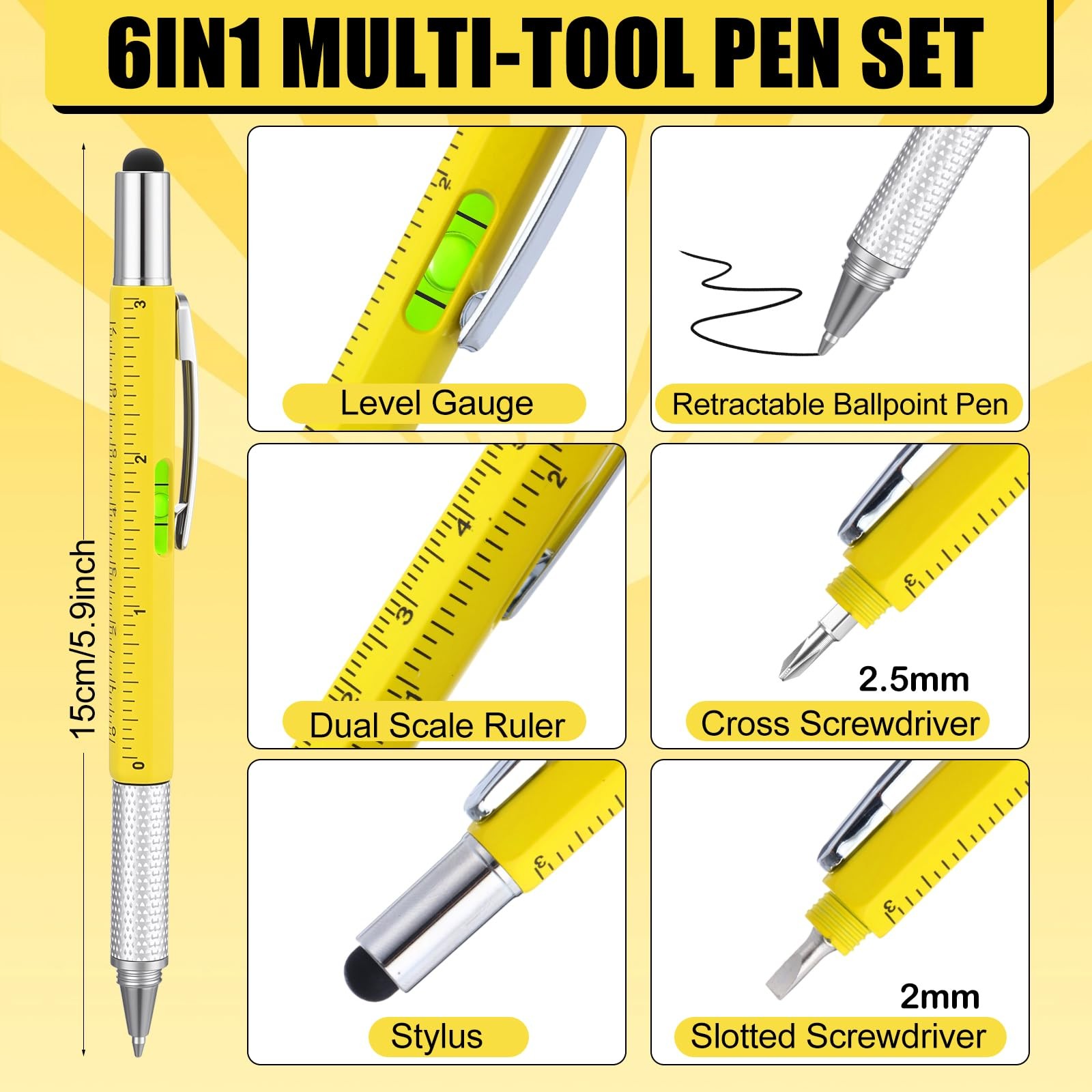 40 Pcs Multi-tool Men Gifts Bulk 6 in 1 Screwdriver Tool Pen with Multitool C…